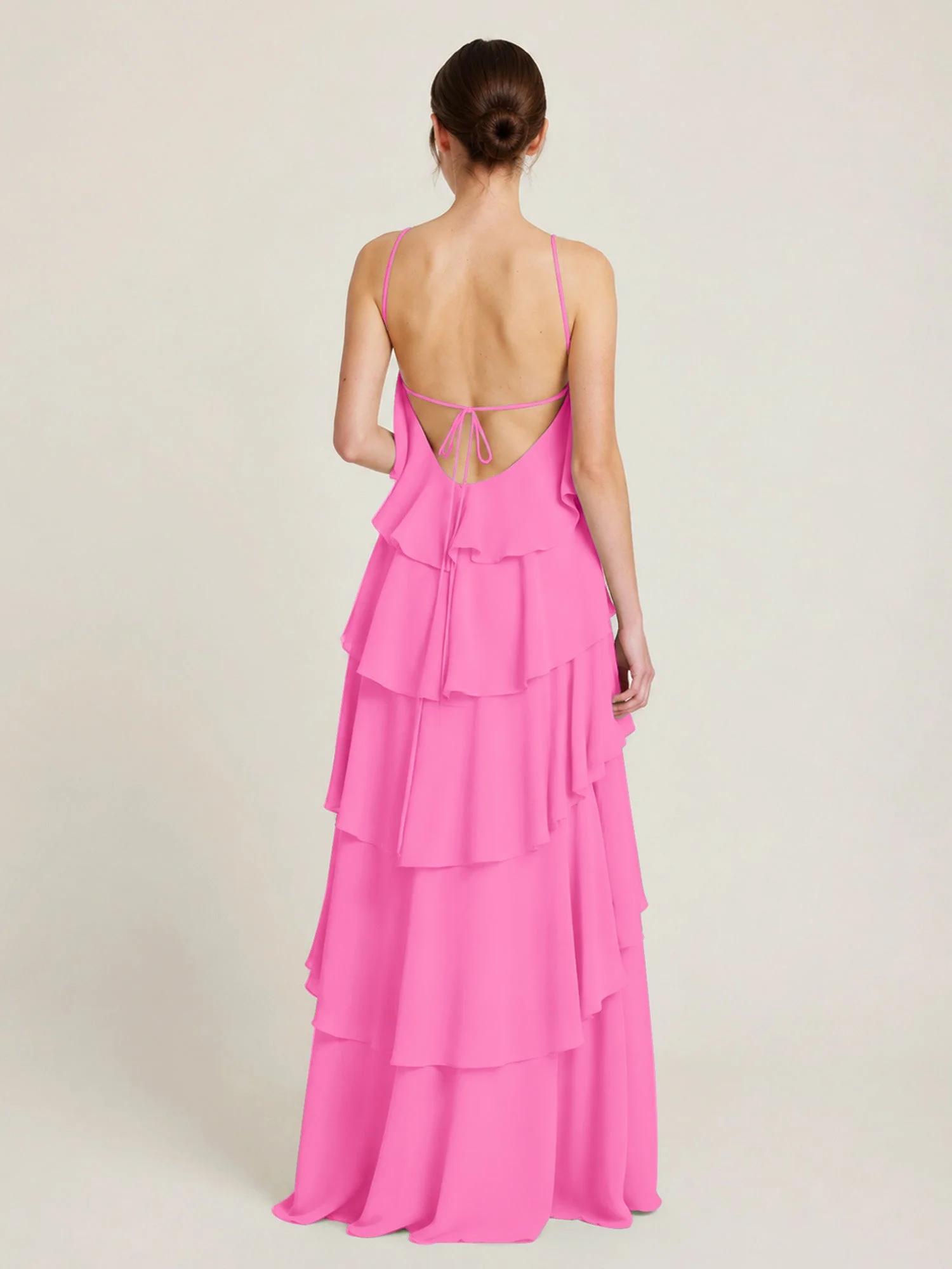 Gestuftes Chiffon Maxikleid mit Neckholder und Volants Azalee - Image 2