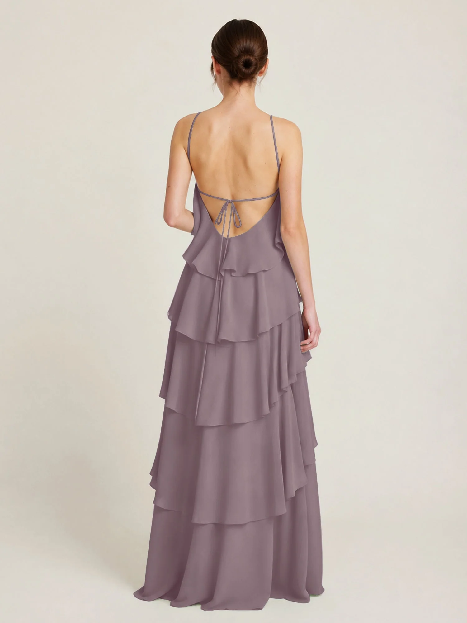 Gestuftes Chiffon Maxikleid mit Neckholder und Volants DĂ€mmerung - Image 2