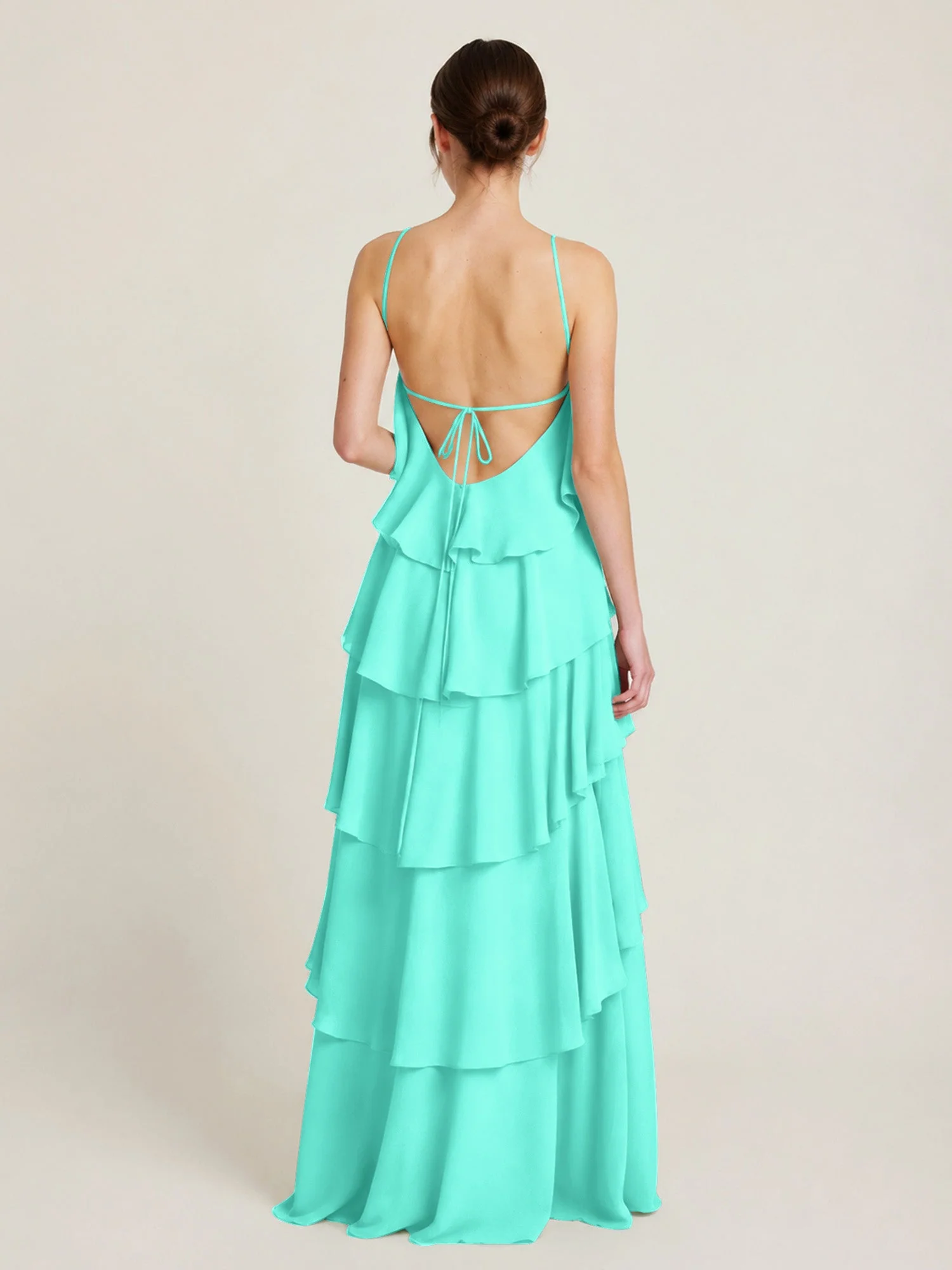 Gestuftes Chiffon Maxikleid mit Neckholder und Volants Spa - Image 2