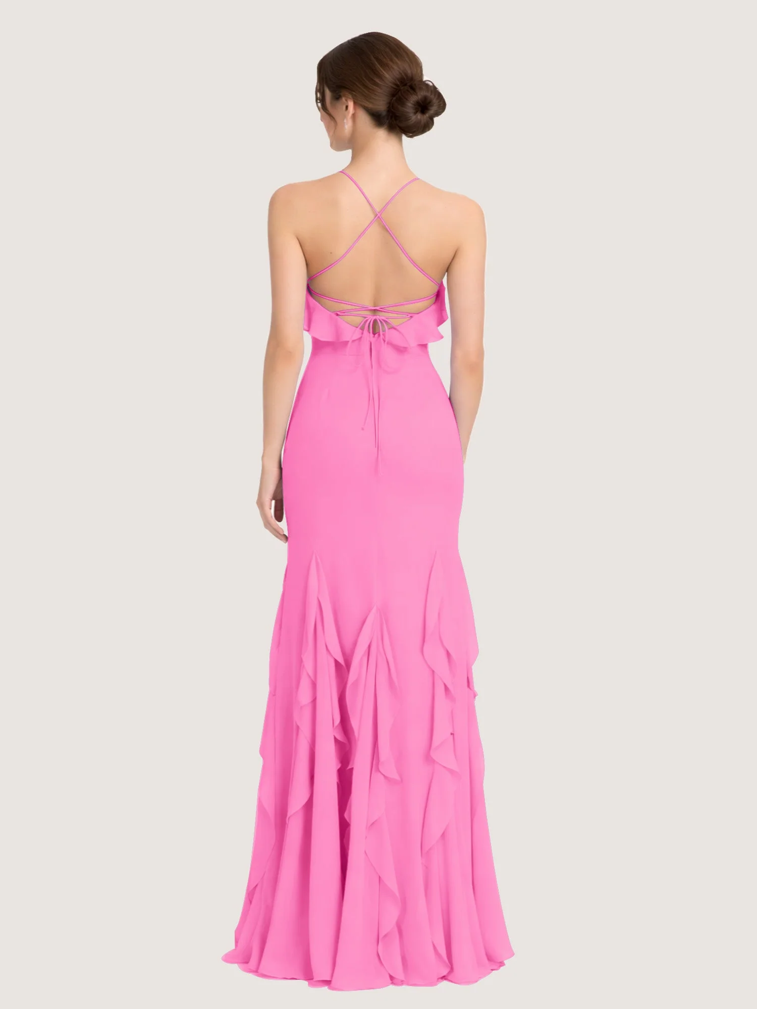 Chiffonkleid mit Rüschen und Überkreuzter Schnürung am Rücken Azalee - Image 2