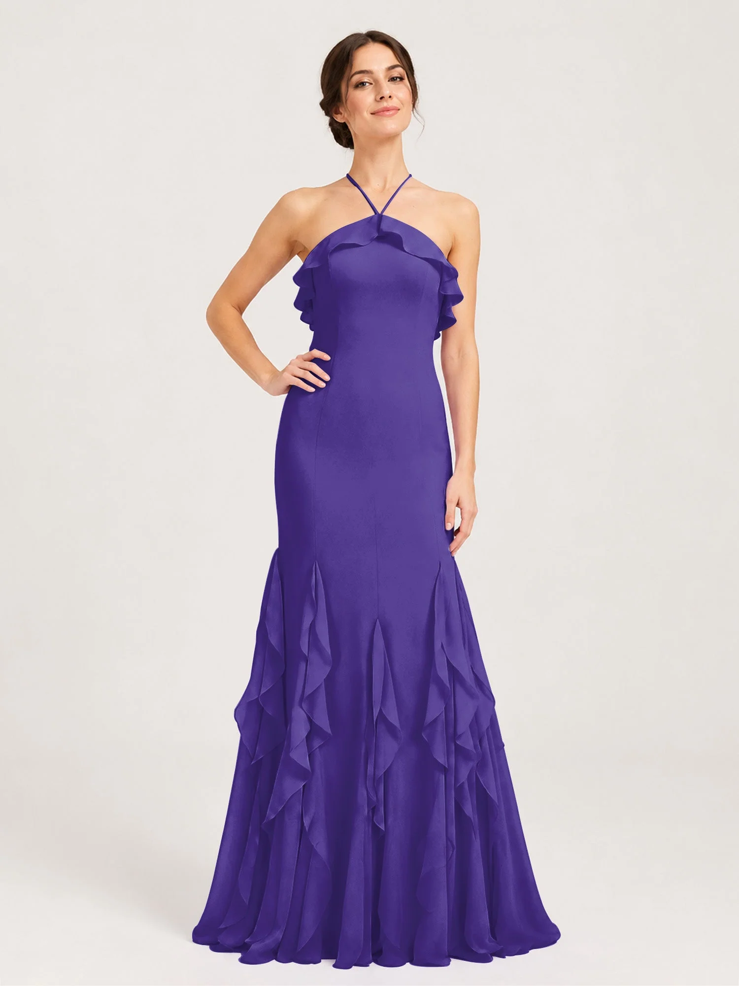 Chiffonkleid mit Rüschen und Überkreuzter Schnürung am Rücken Regentschaft