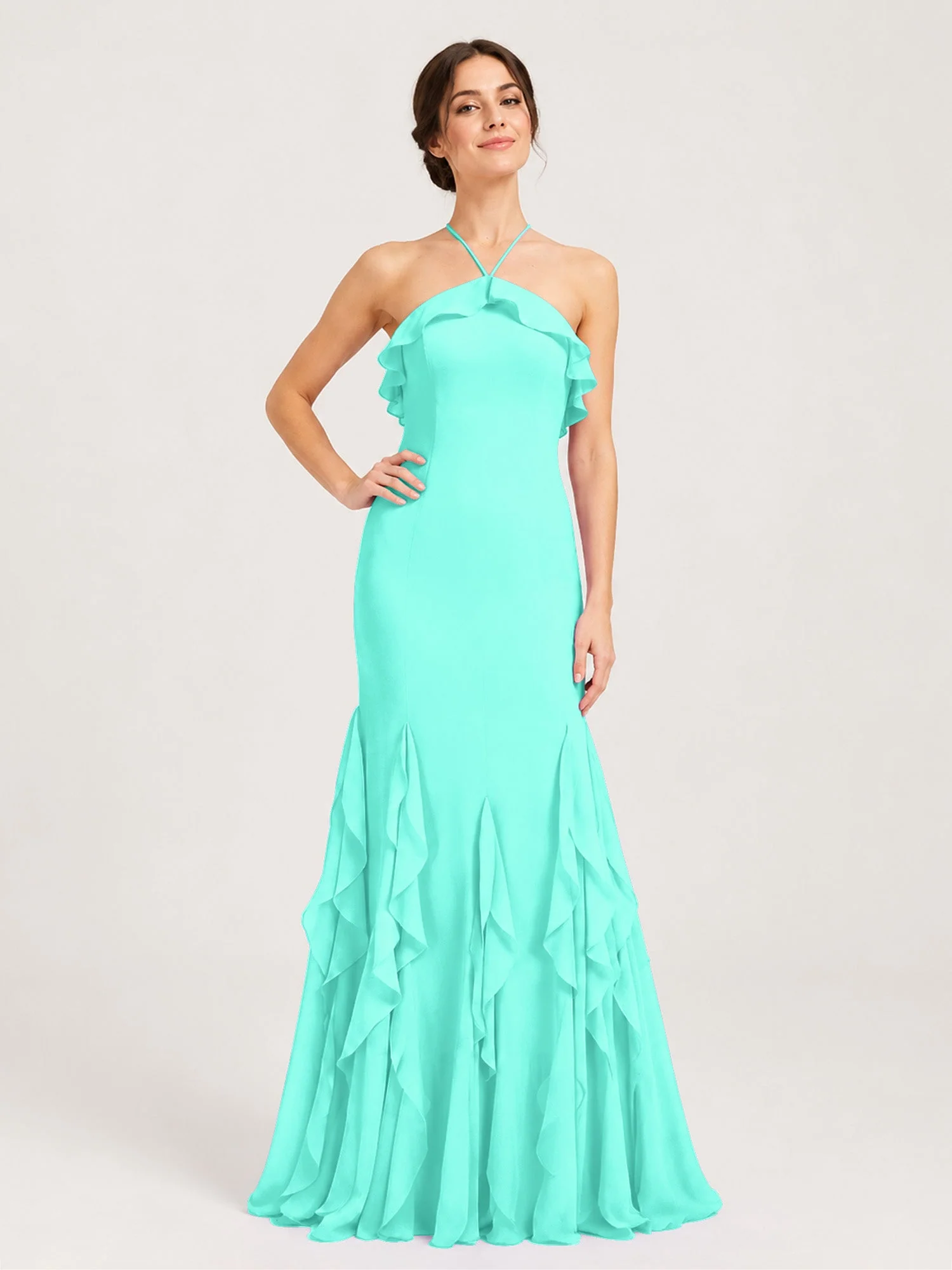 Chiffonkleid mit Rüschen und Überkreuzter Schnürung am Rücken Spa
