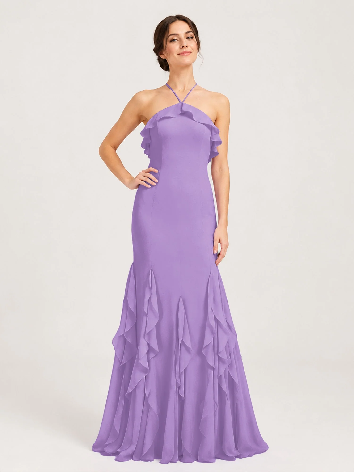 Chiffonkleid mit Rüschen und Überkreuzter Schnürung am Rücken Tahiti