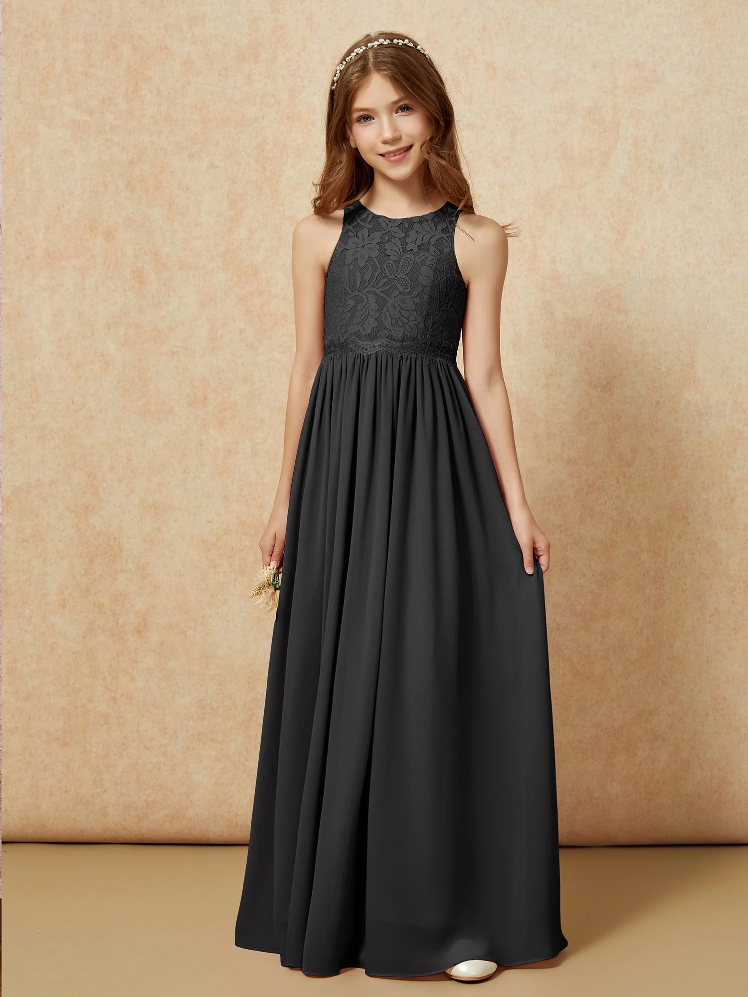 Ärmellos Spitze Chiffon A-Linie Junge Brautjungfernkleider Azalee - Image 6