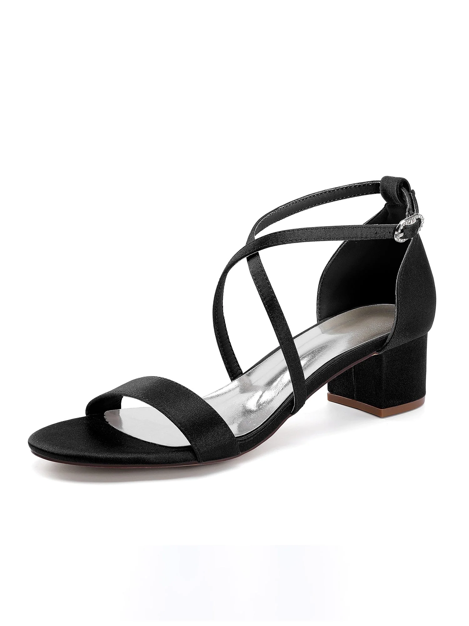 Satin-Sandalen mit Blockabsatz mit Kreuzriemen