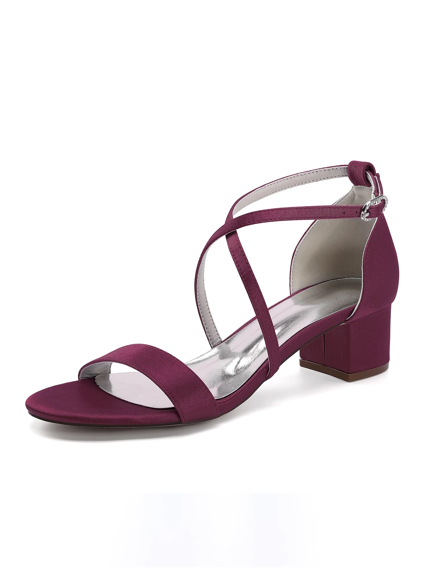 Satin-Sandalen mit Blockabsatz mit Kreuzriemen - Image 2