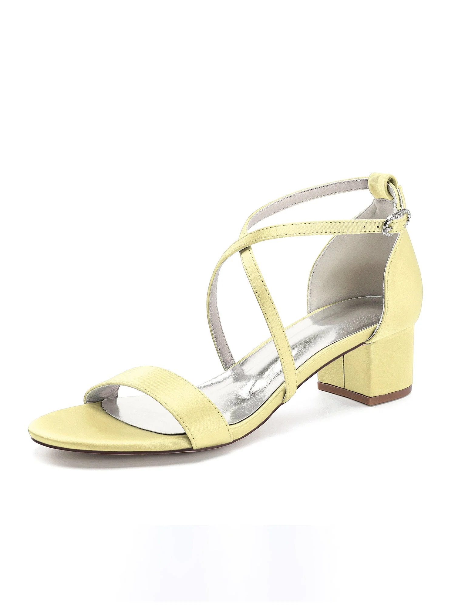 Satin-Sandalen mit Blockabsatz mit Kreuzriemen - Image 4
