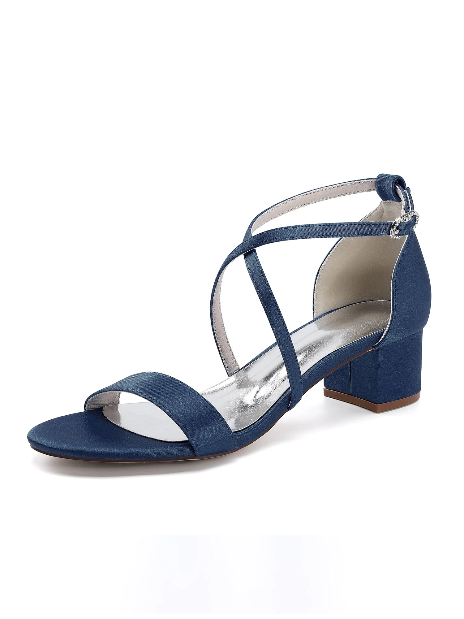 Satin-Sandalen mit Blockabsatz mit Kreuzriemen - Image 5