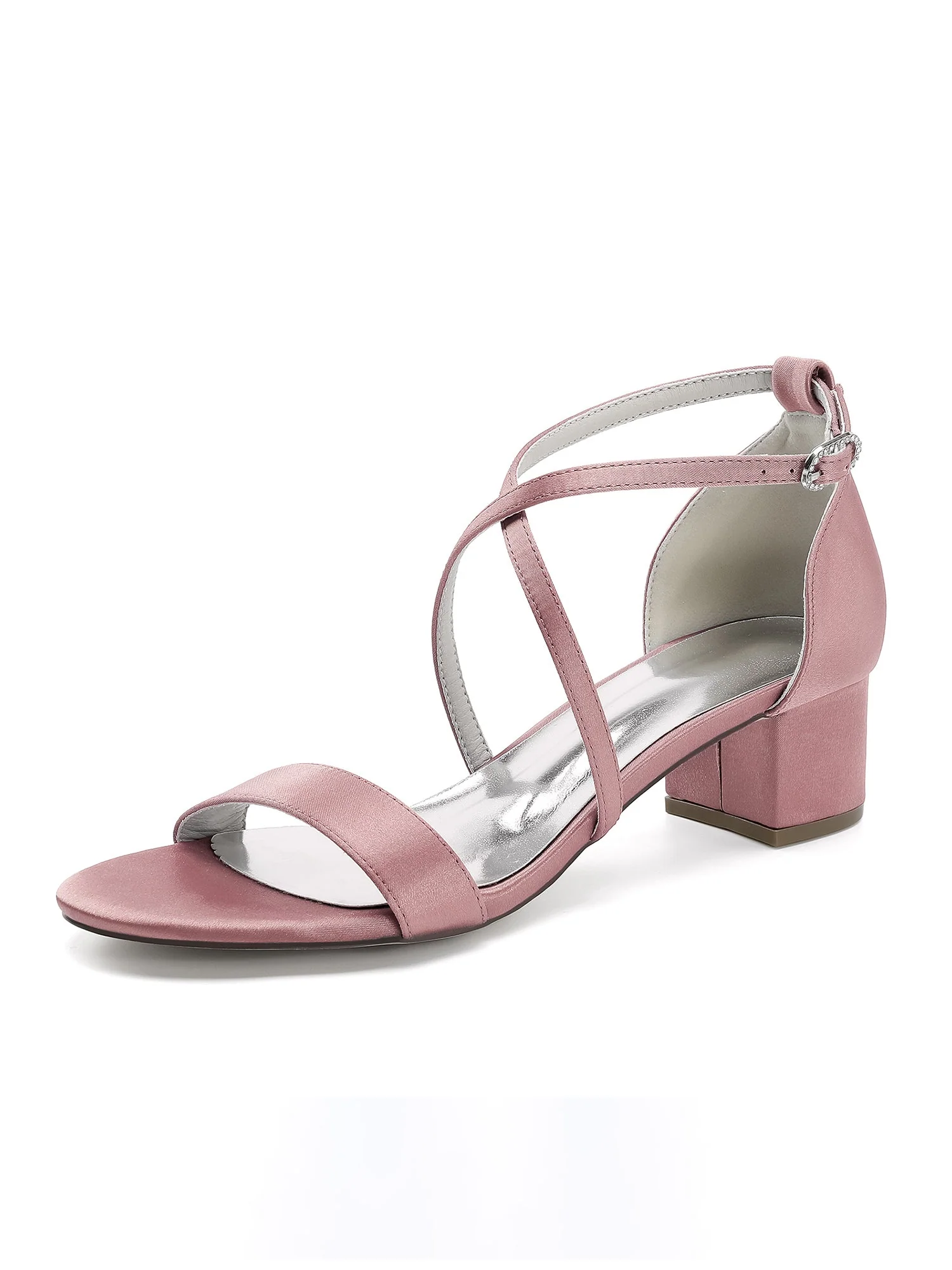 Satin-Sandalen mit Blockabsatz mit Kreuzriemen - Image 6