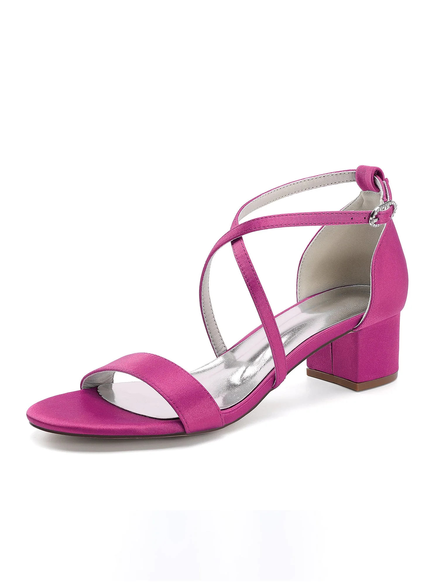 Satin-Sandalen mit Blockabsatz mit Kreuzriemen - Image 7