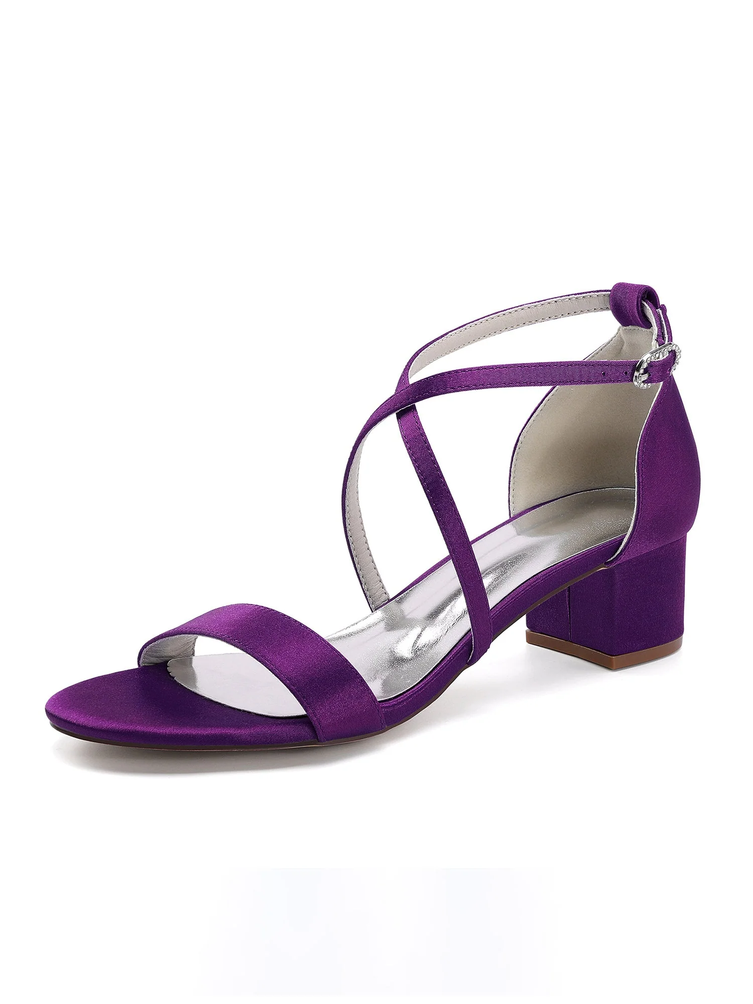 Satin-Sandalen mit Blockabsatz mit Kreuzriemen - Image 8