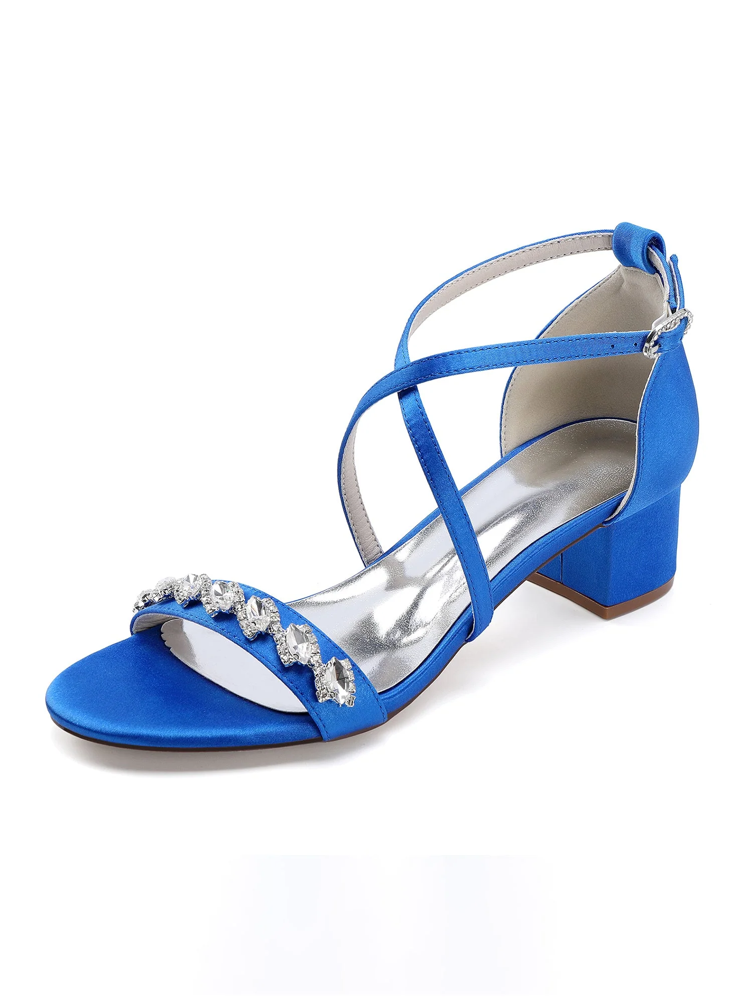 Sandalen mit Blockabsatz mit Kreuzriemen und Strass - Image 11