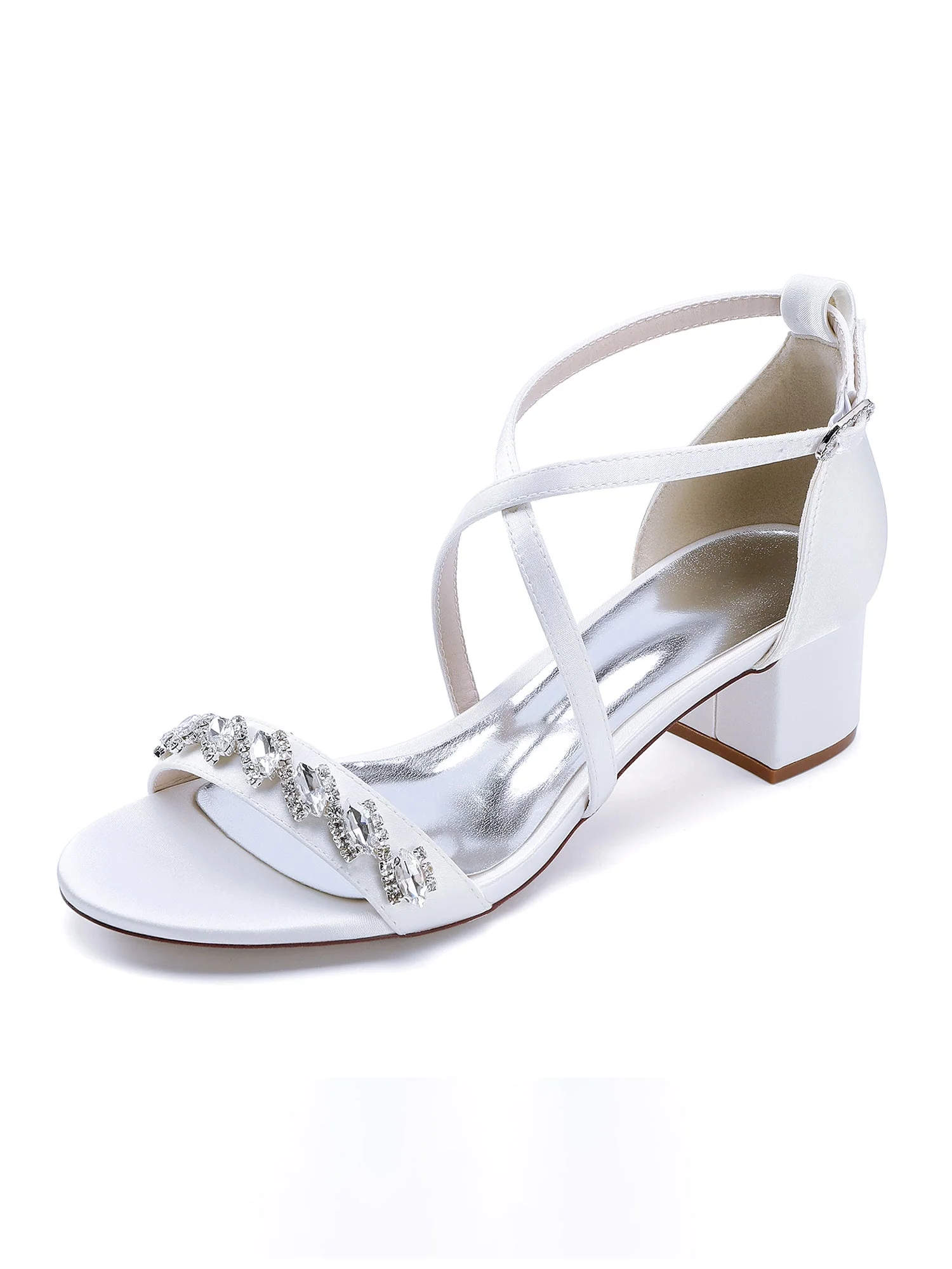 Sandalen mit Blockabsatz mit Kreuzriemen und Strass - Image 13