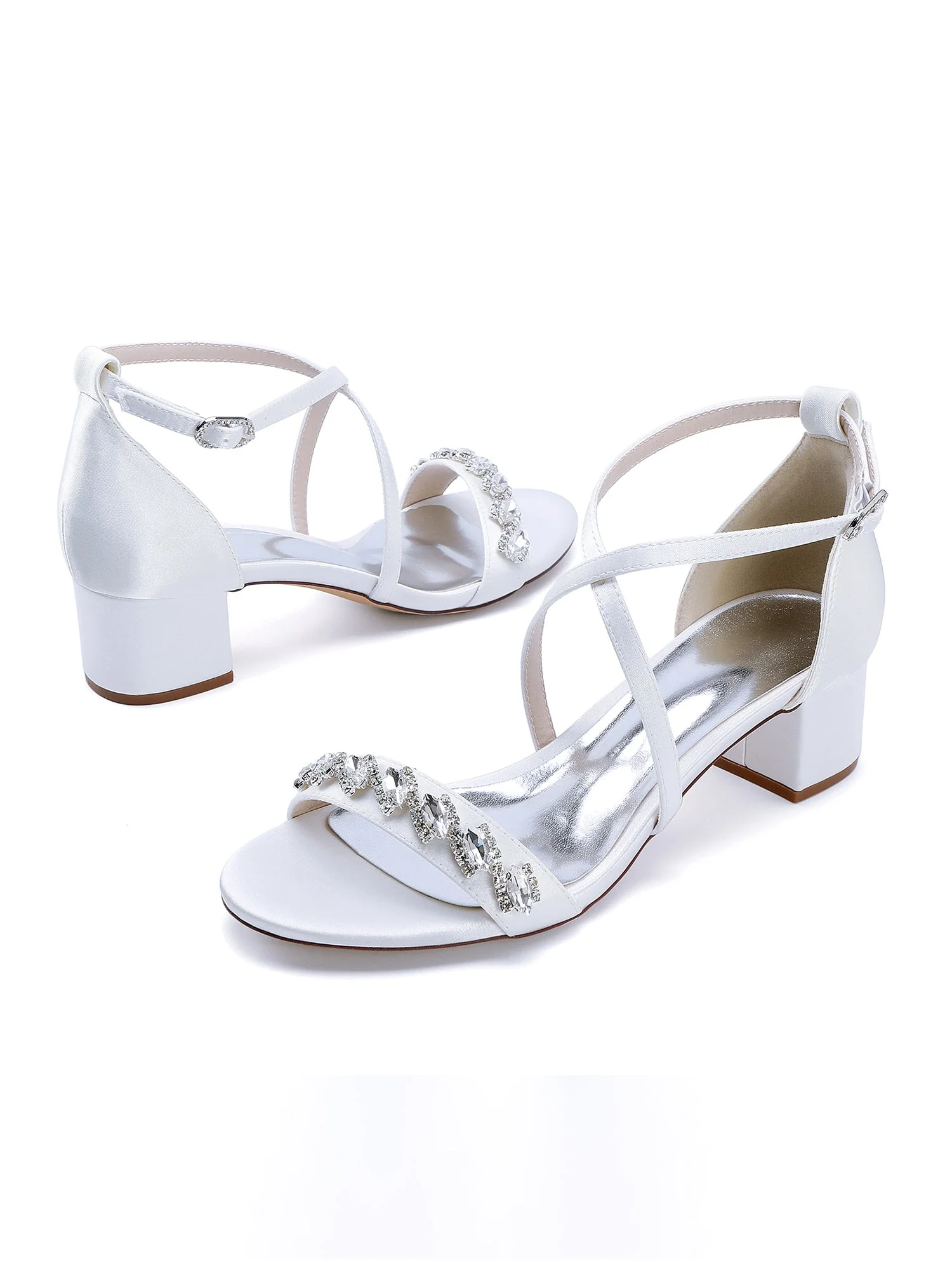 Sandalen mit Blockabsatz mit Kreuzriemen und Strass - Image 17