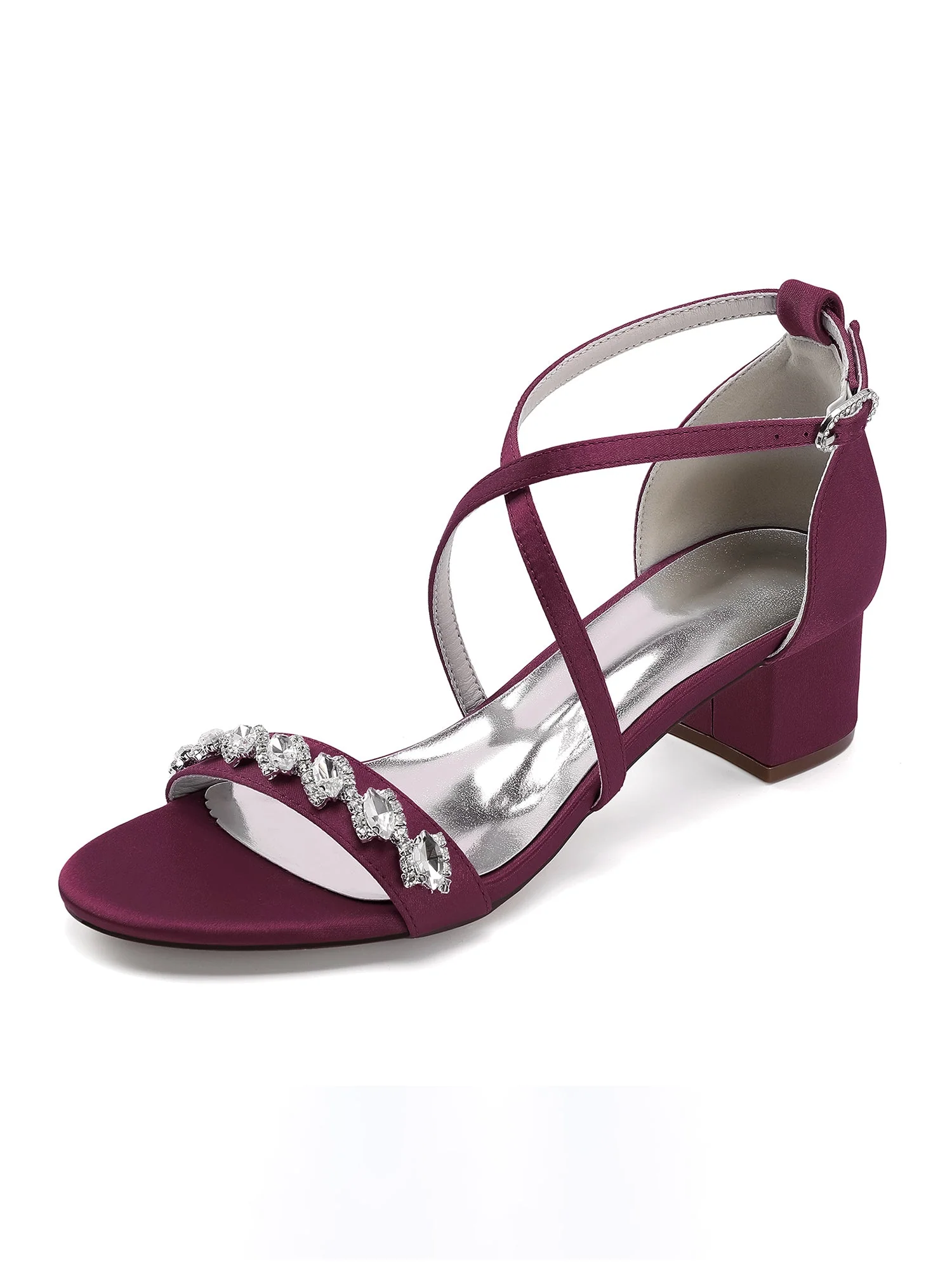 Sandalen mit Blockabsatz mit Kreuzriemen und Strass - Image 2
