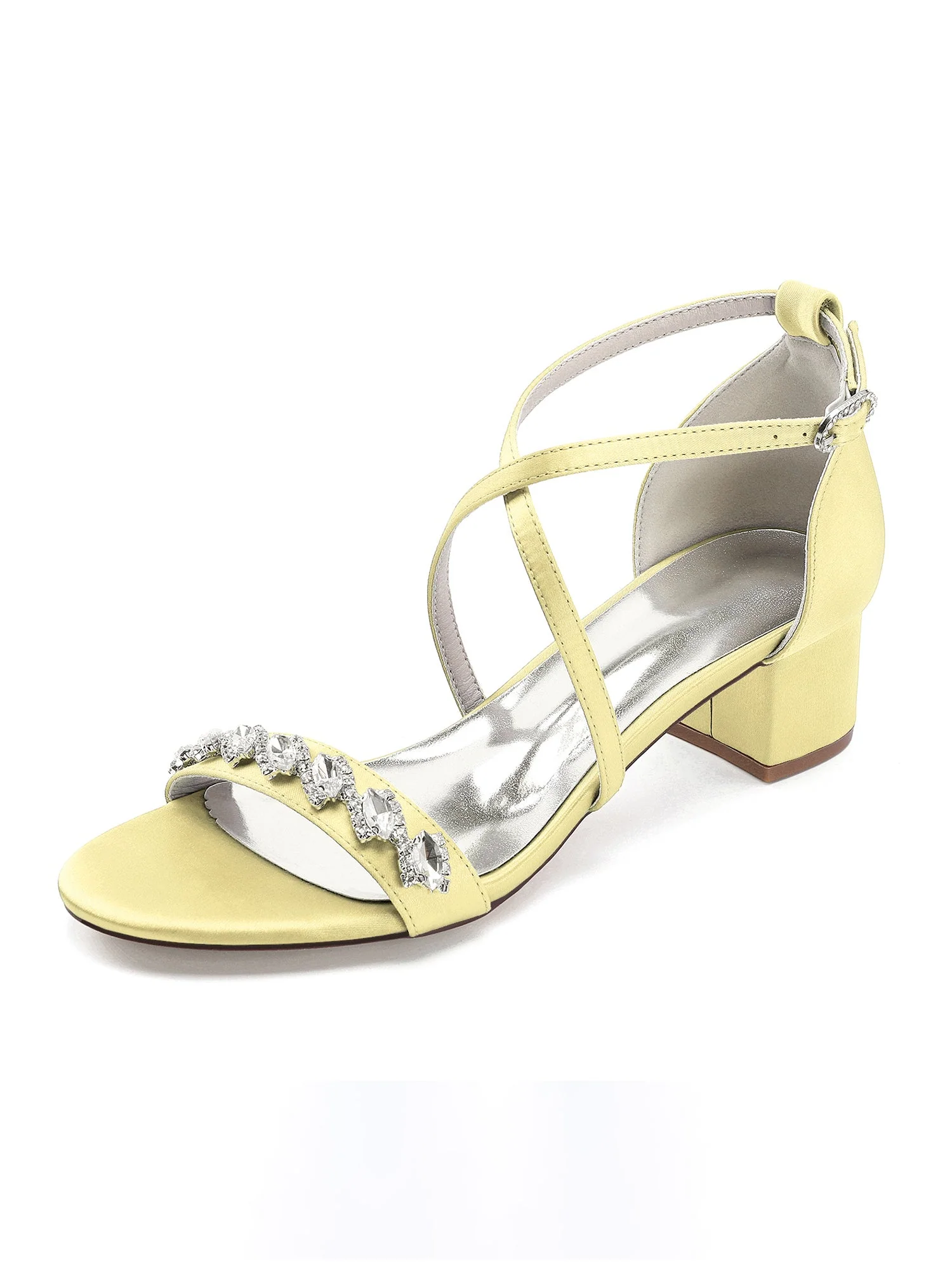 Sandalen mit Blockabsatz mit Kreuzriemen und Strass - Image 4