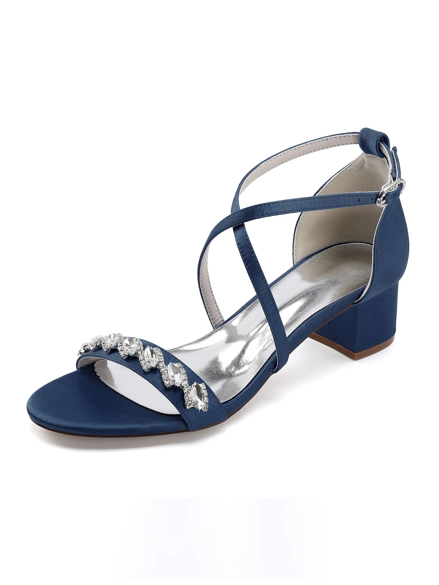 Sandalen mit Blockabsatz mit Kreuzriemen und Strass - Image 5