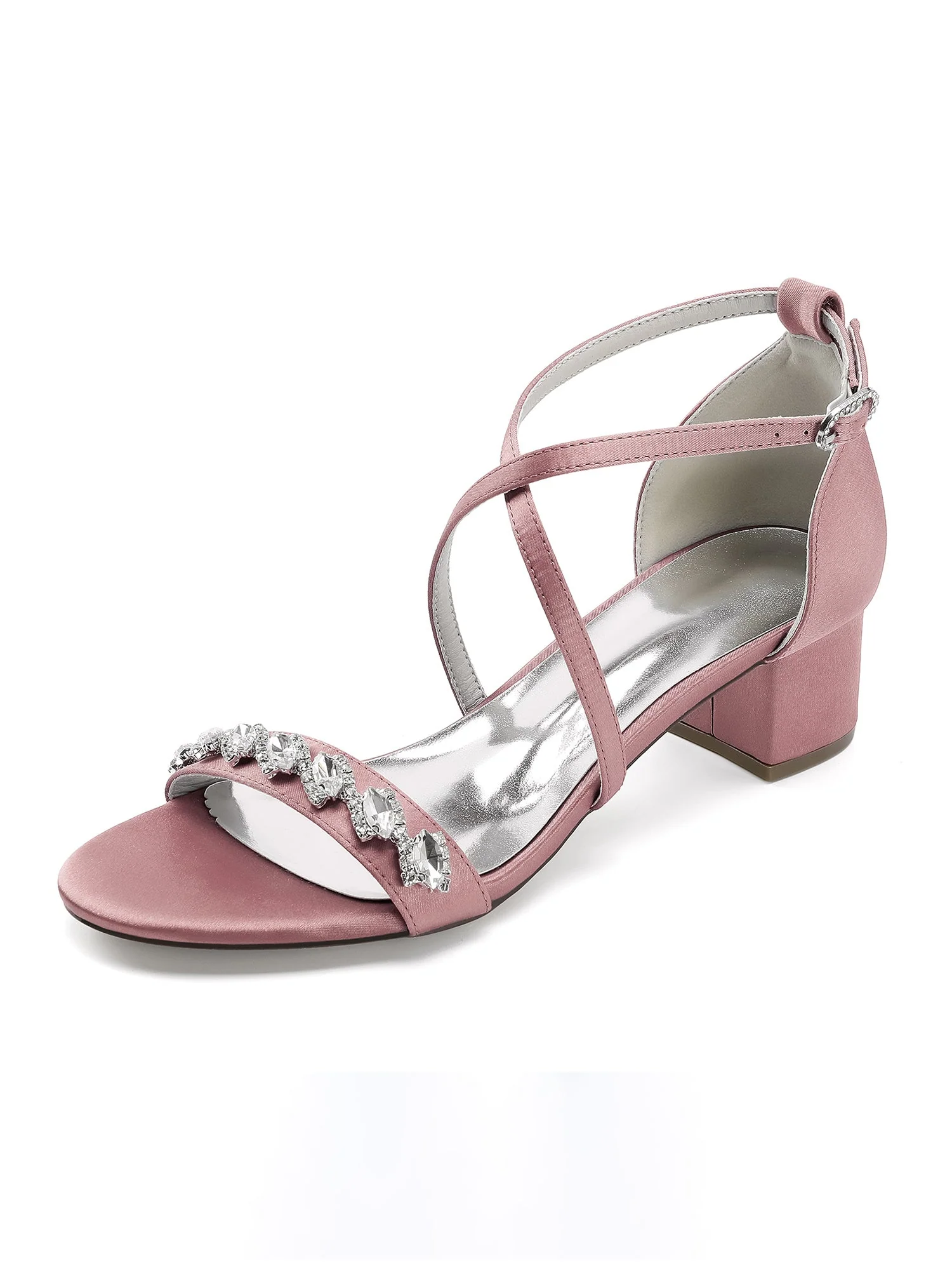 Sandalen mit Blockabsatz mit Kreuzriemen und Strass - Image 6