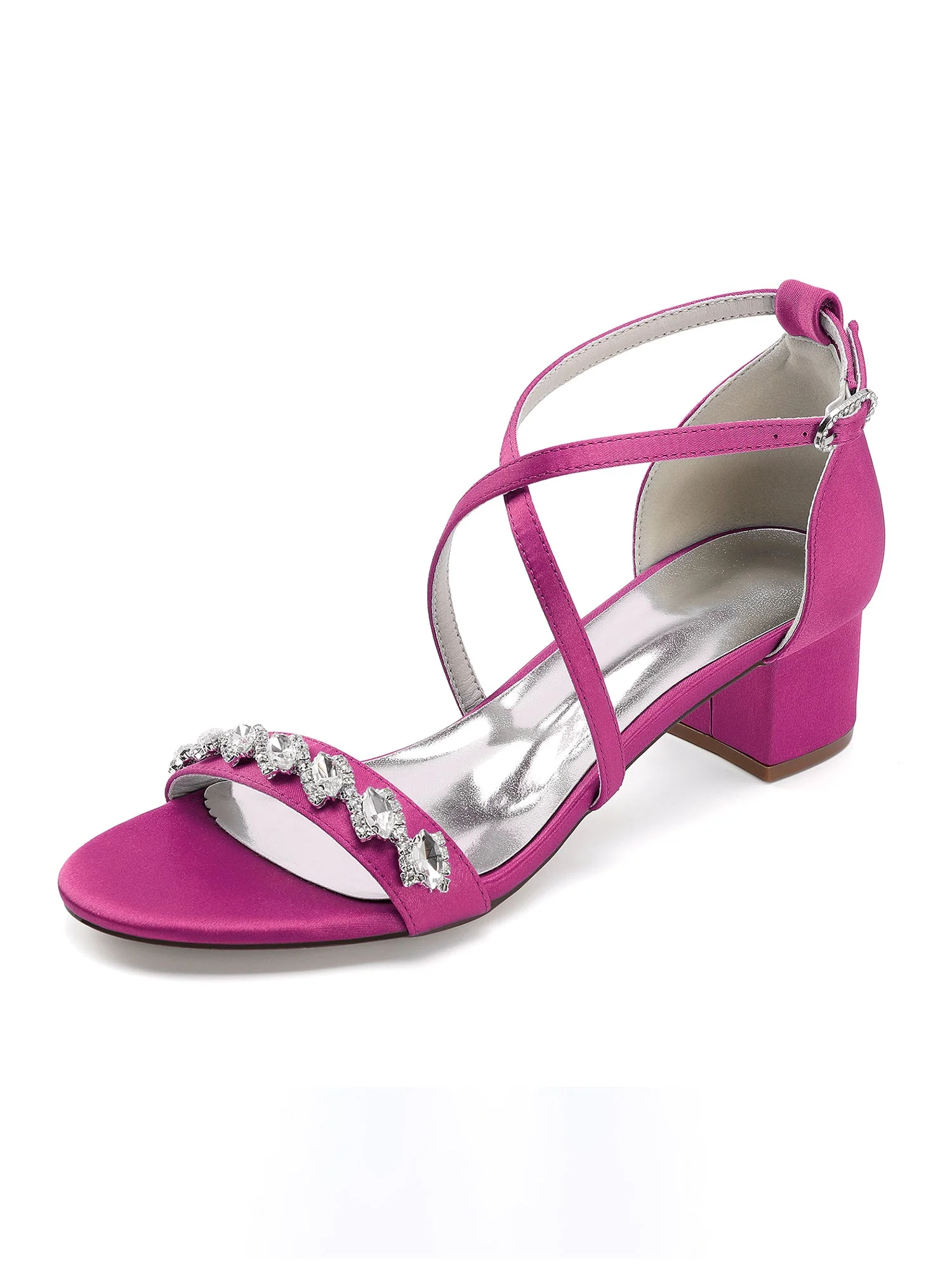 Sandalen mit Blockabsatz mit Kreuzriemen und Strass - Image 7