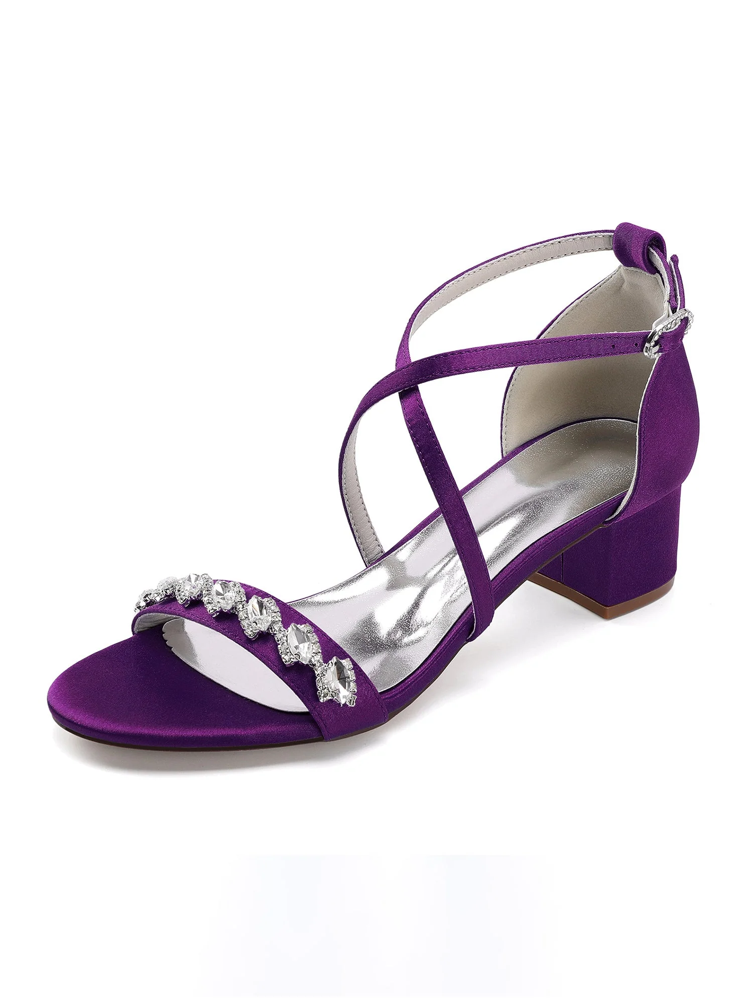 Sandalen mit Blockabsatz mit Kreuzriemen und Strass - Image 8