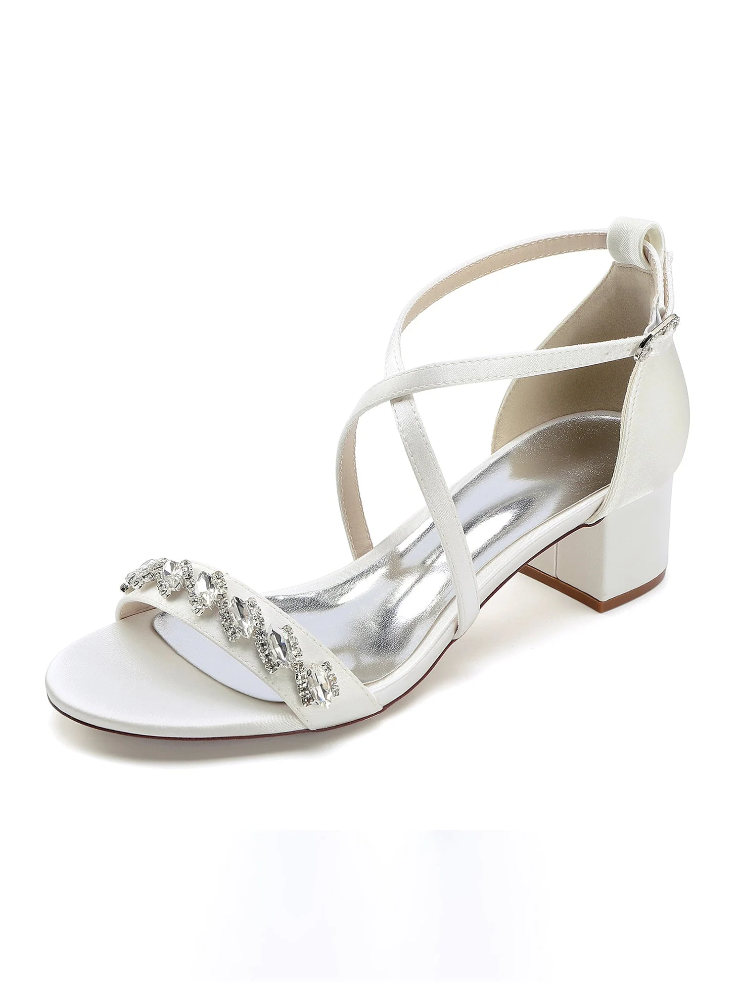 Sandalen mit Blockabsatz mit Kreuzriemen und Strass - Image 9