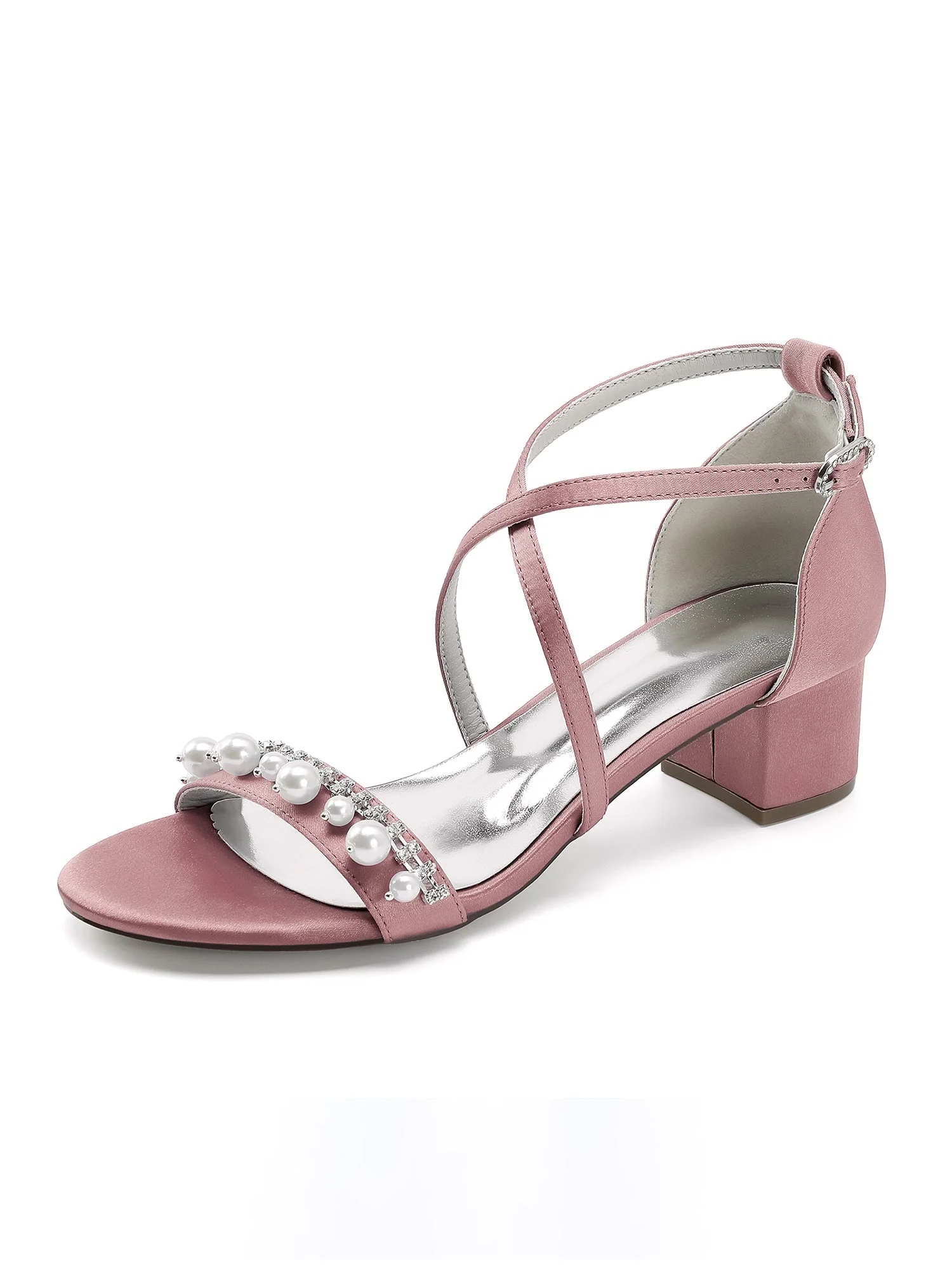 Sandalen mit Blockabsatz mit Kreuzriemen und Perlen - Image 6