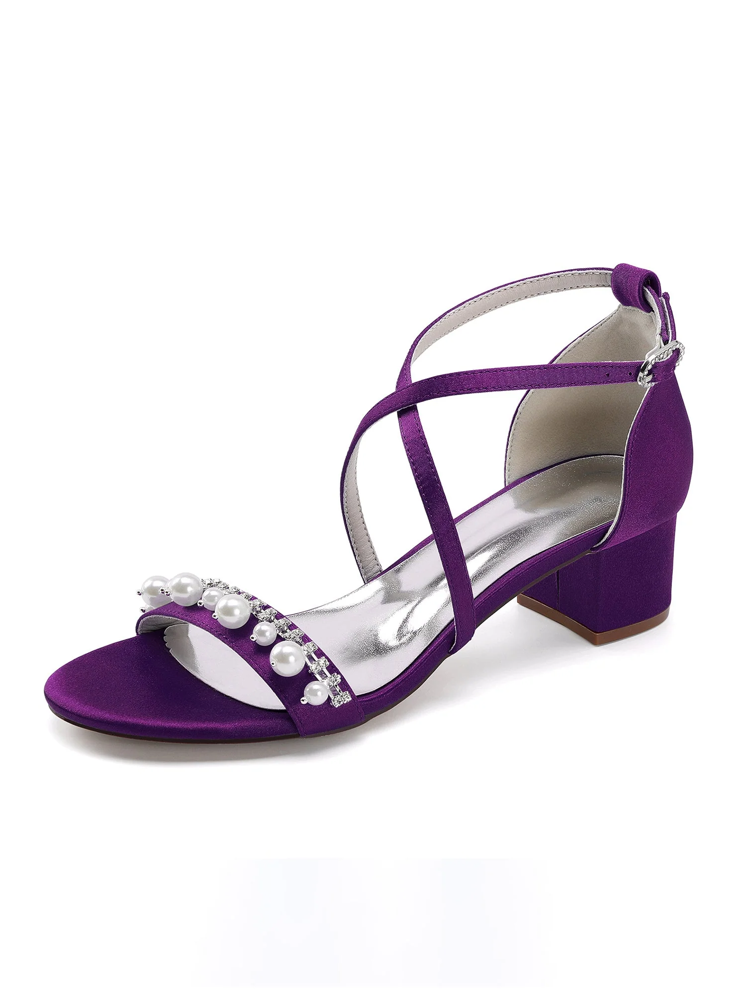 Sandalen mit Blockabsatz mit Kreuzriemen und Perlen - Image 8