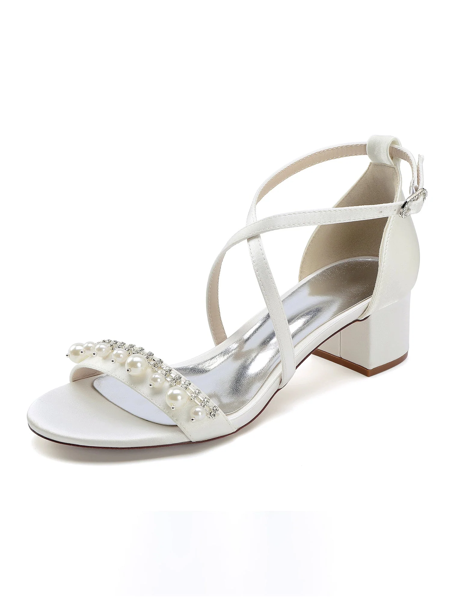 Sandalen mit Blockabsatz mit Kreuzriemen und Perlen - Image 9