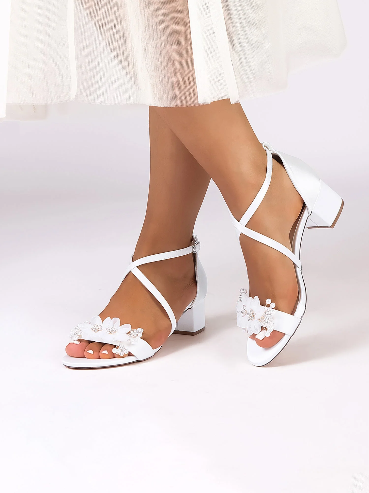 Sandalen mit Kreuzriemen mit Blumendekor - Image 10