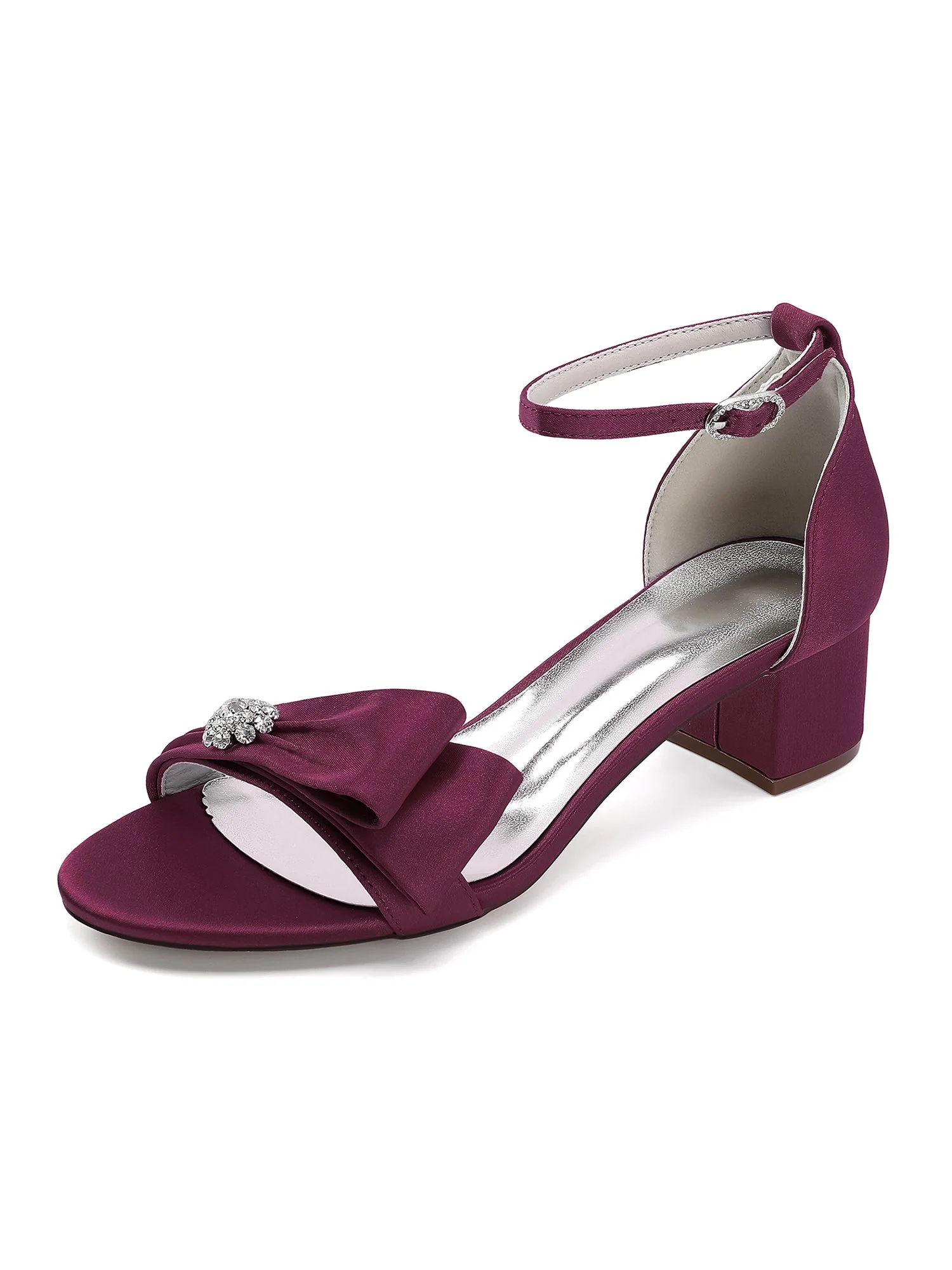 Satin-Sandalen mit Blockabsatz mit Schleife und Knöchelriemen - Image 2
