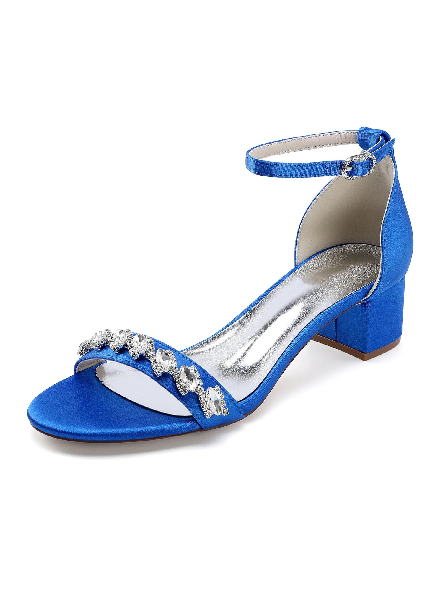 Sandalen mit Blockabsatz mit Knöchelriemen und Kristallen