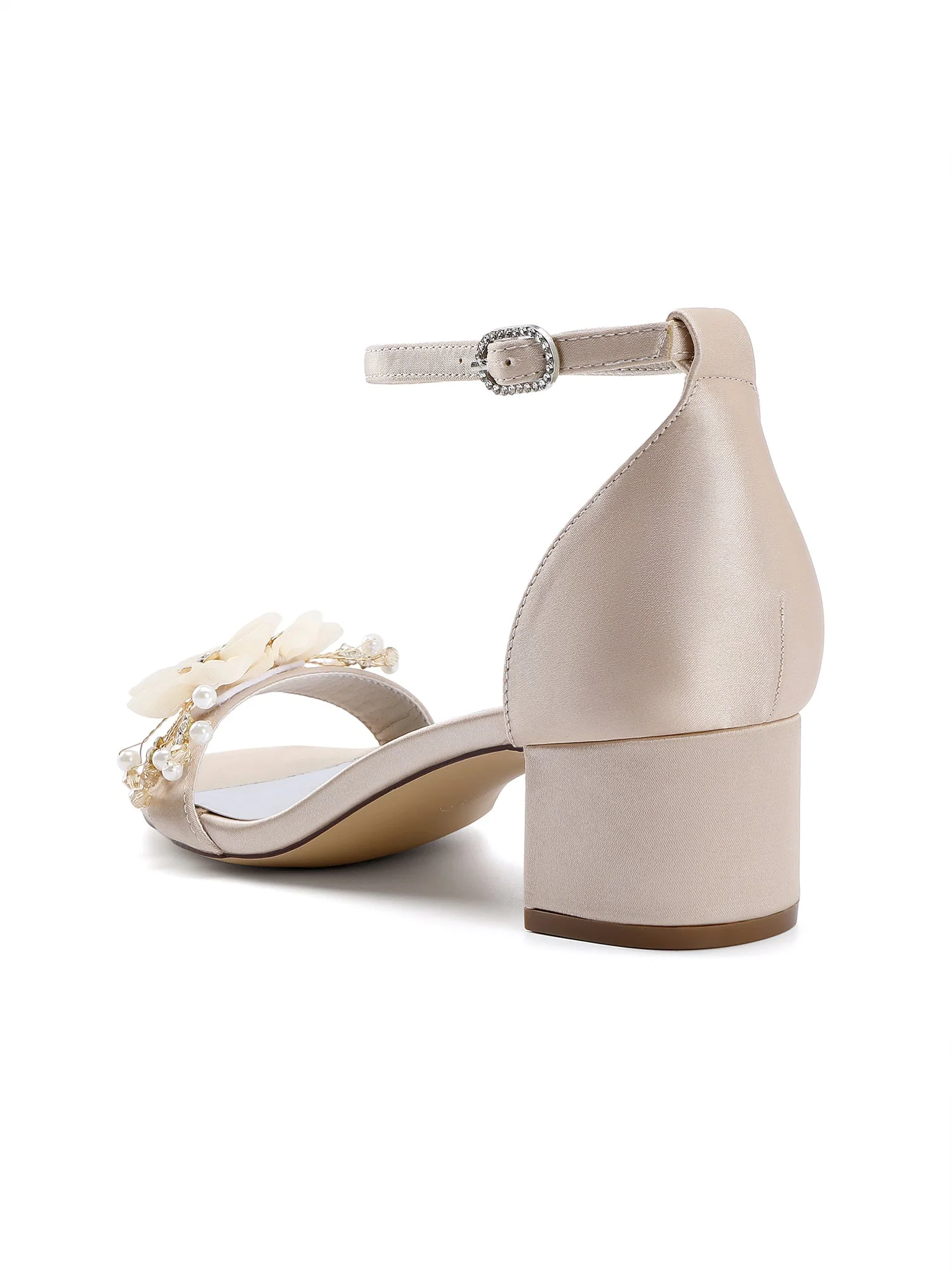 Sandalen mit Blockabsatz mit Blumenapplikation und Perlen - Image 3