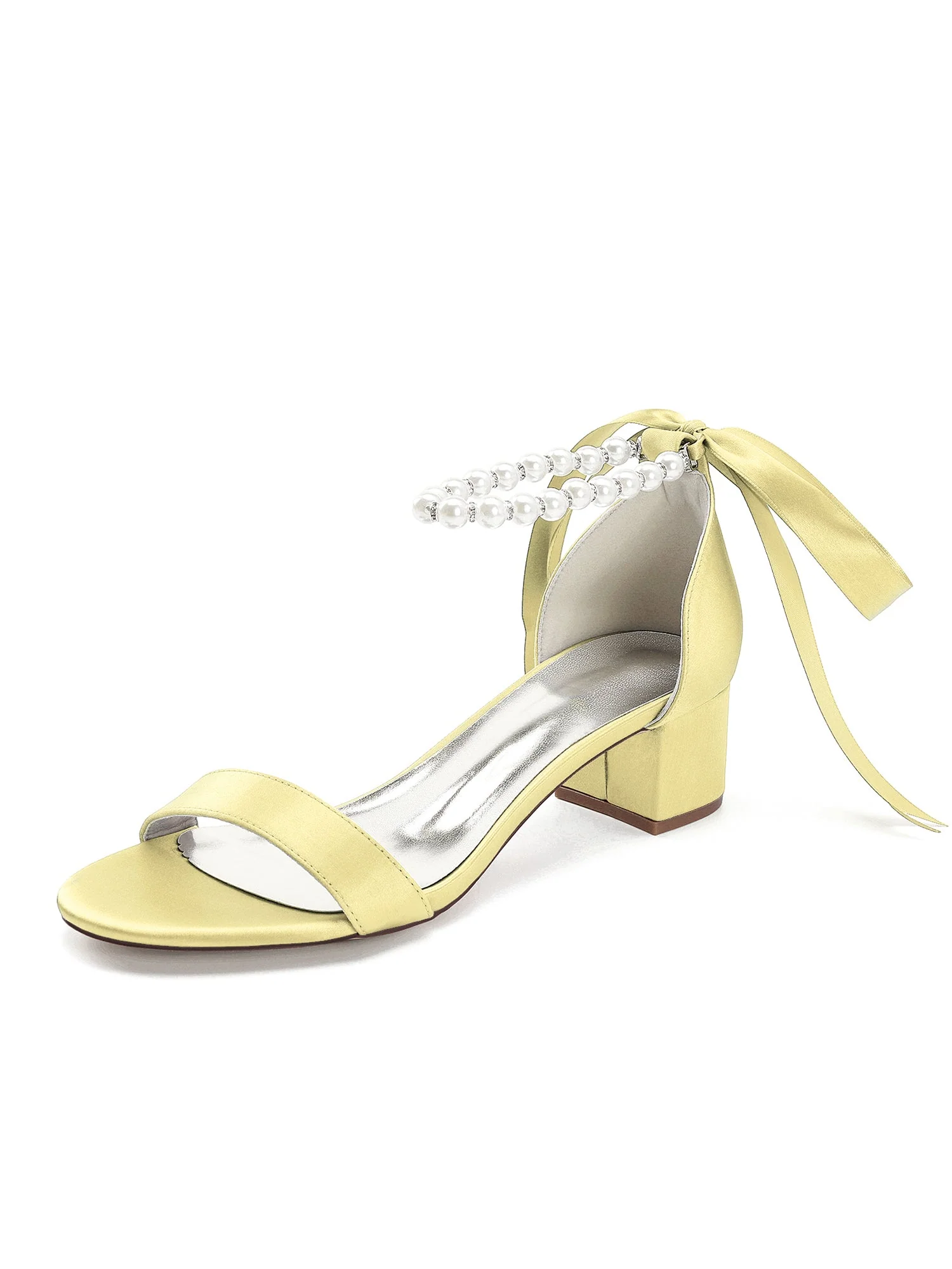 Sandalen mit Blockabsatz mit Perlenriemen und Schleife - Image 4