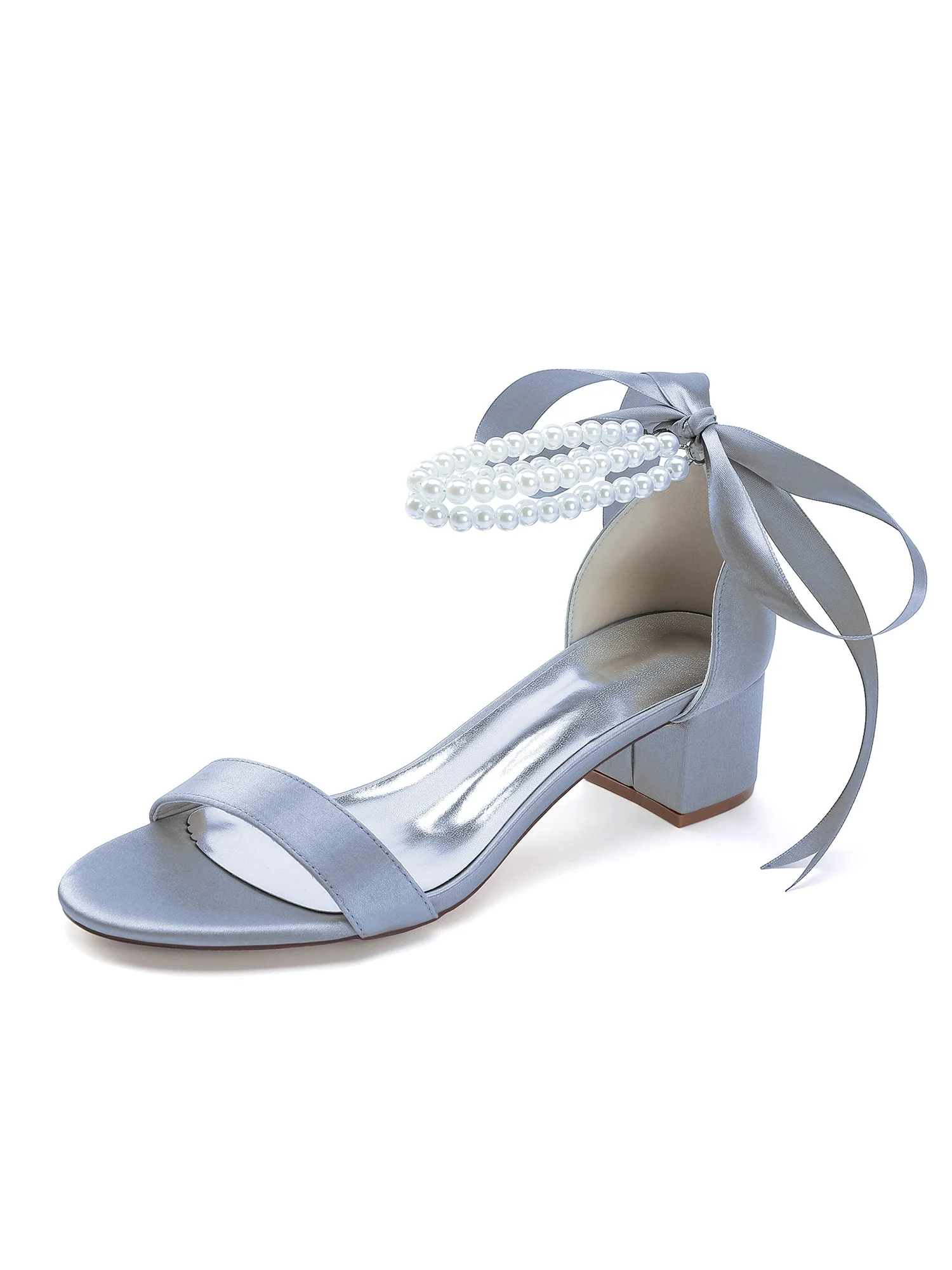 Sandalen mit Blockabsatz mit Schleife und Perlenkette - Image 13