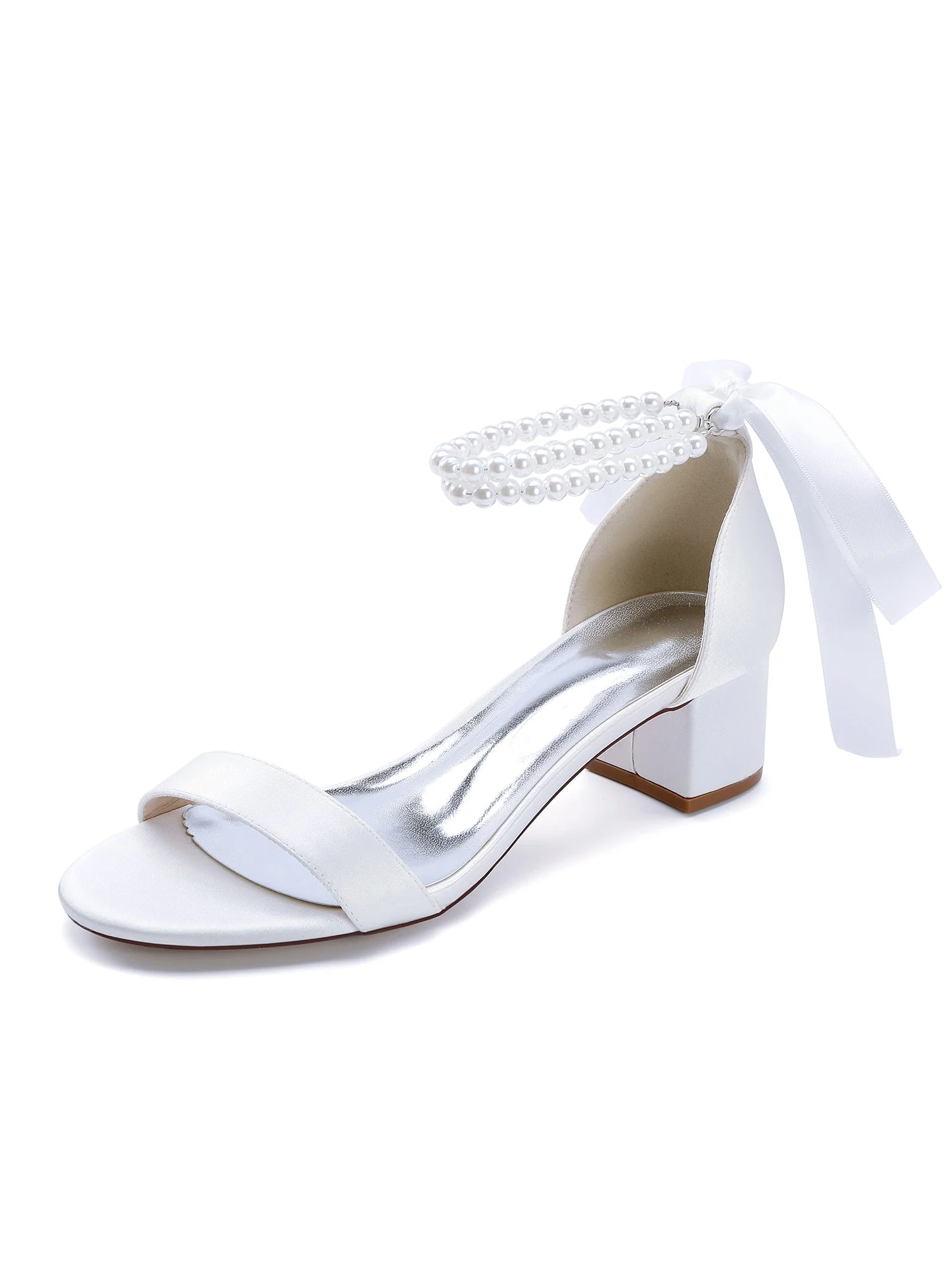 Sandalen mit Blockabsatz mit Schleife und Perlenkette - Image 14