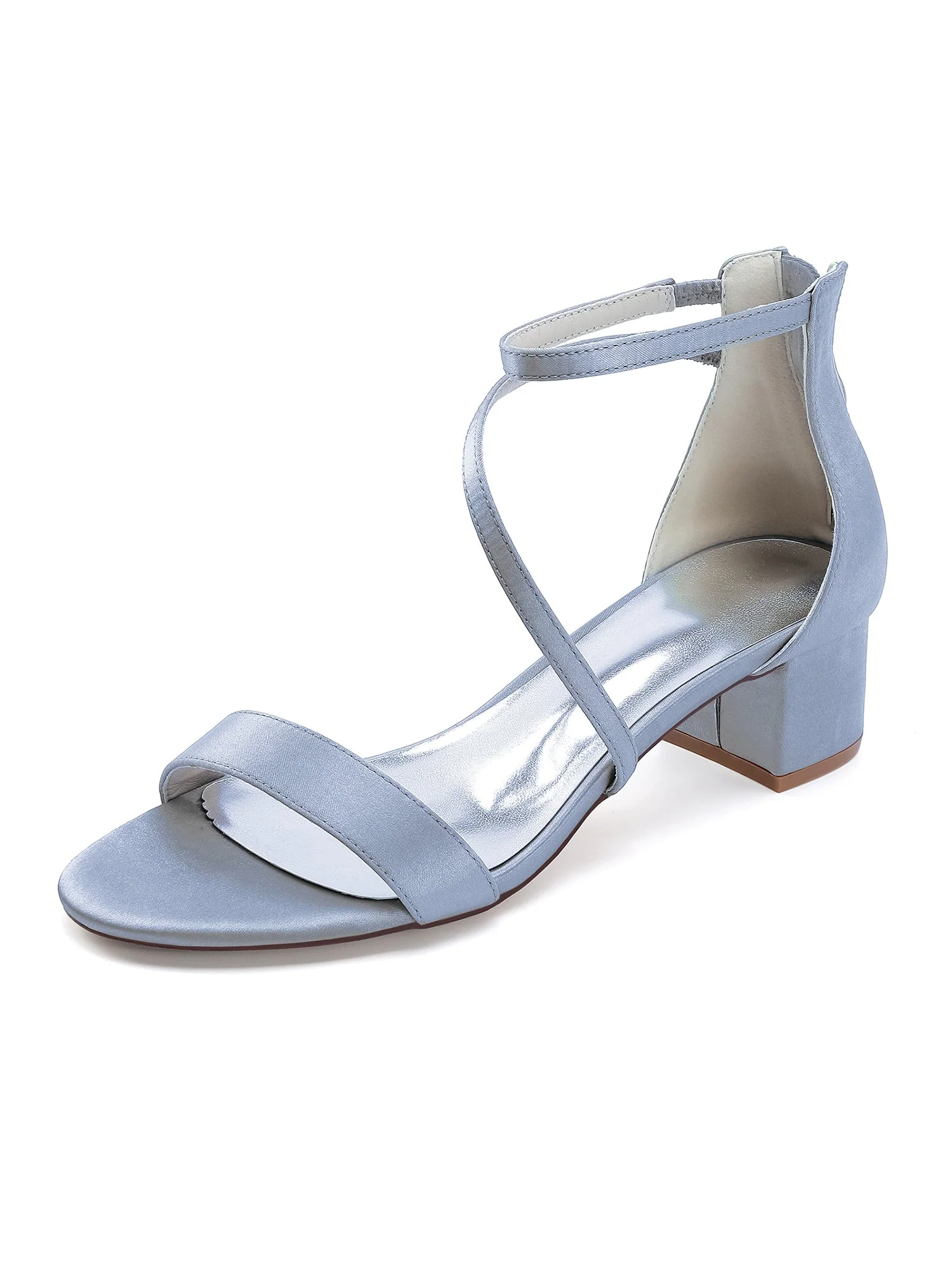 Minimalistische Satin-Sandalen mit Blockabsatz und Kreuzriemen - Image 11
