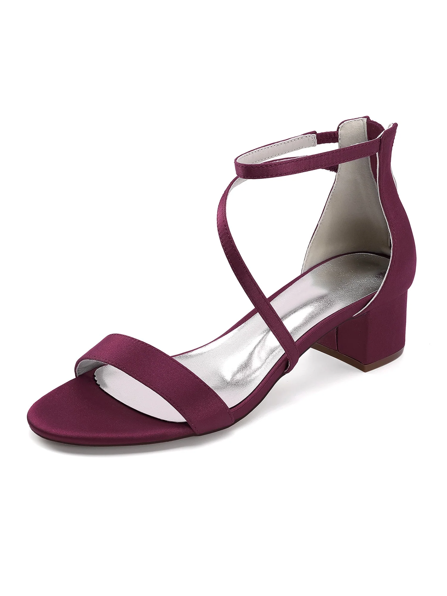 Minimalistische Satin-Sandalen mit Blockabsatz und Kreuzriemen - Image 2