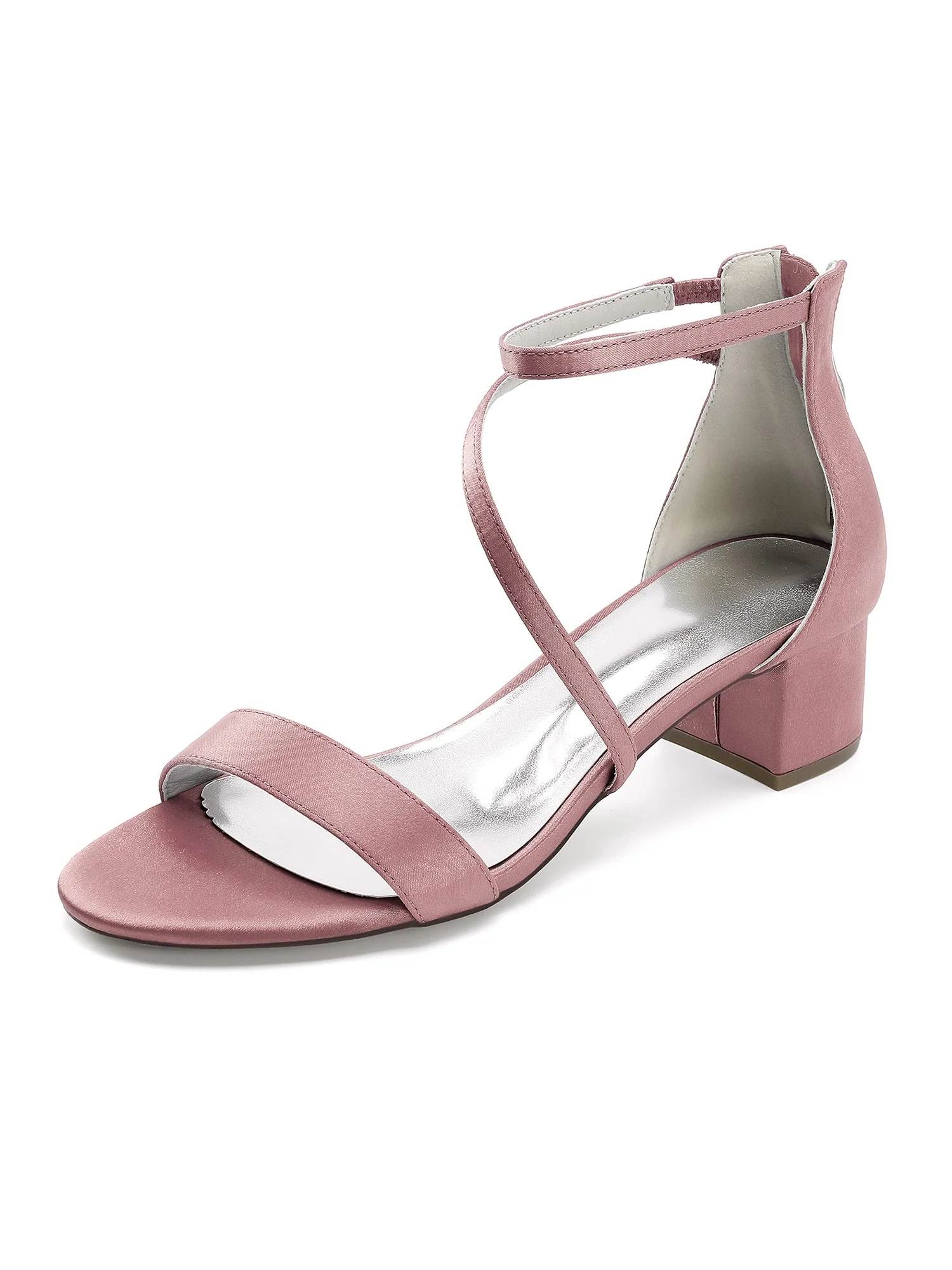 Minimalistische Satin-Sandalen mit Blockabsatz und Kreuzriemen - Image 6