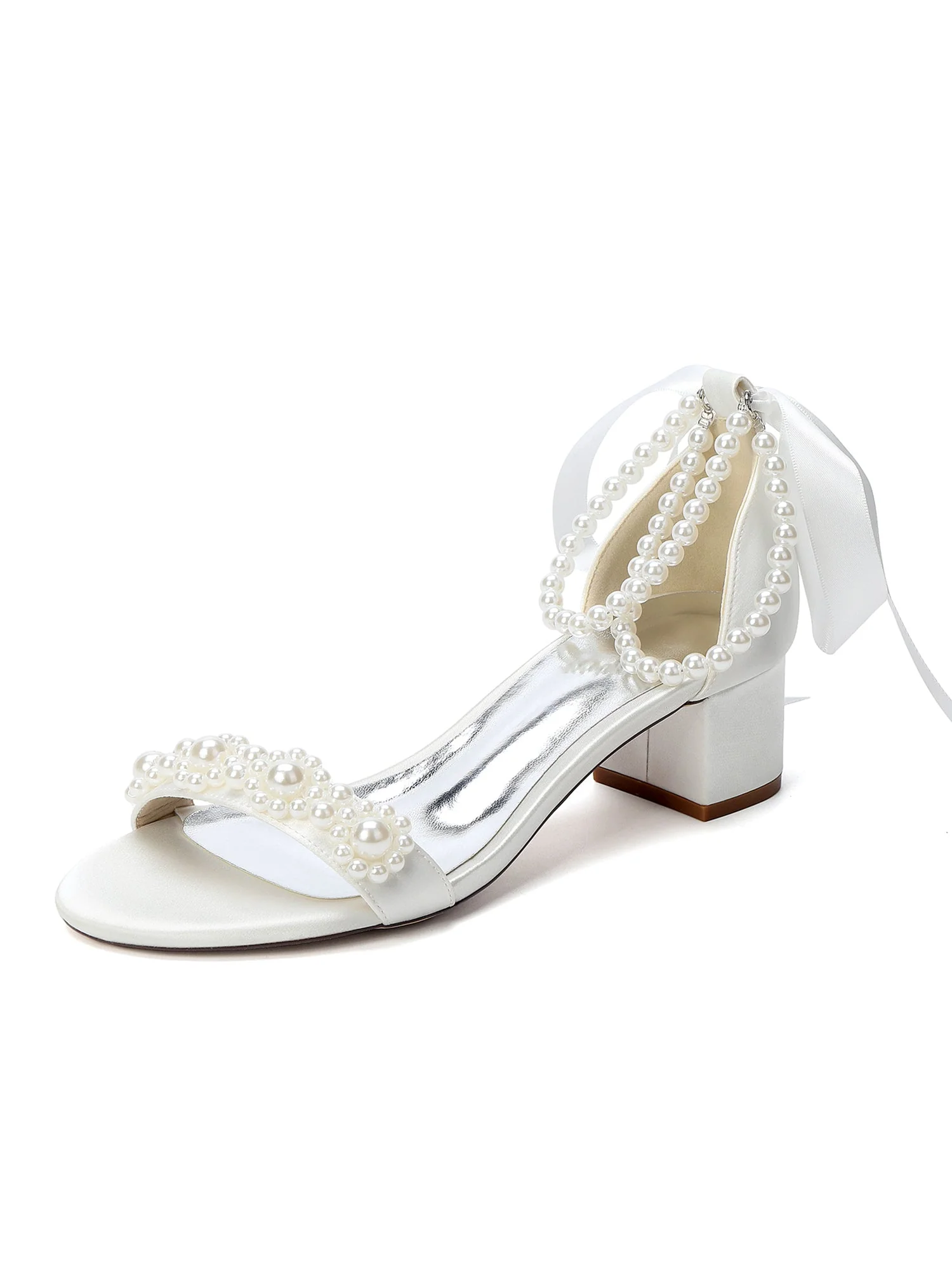 Sandalen mit Mehrfach-Perlenriemen und Satinschleife - Image 4