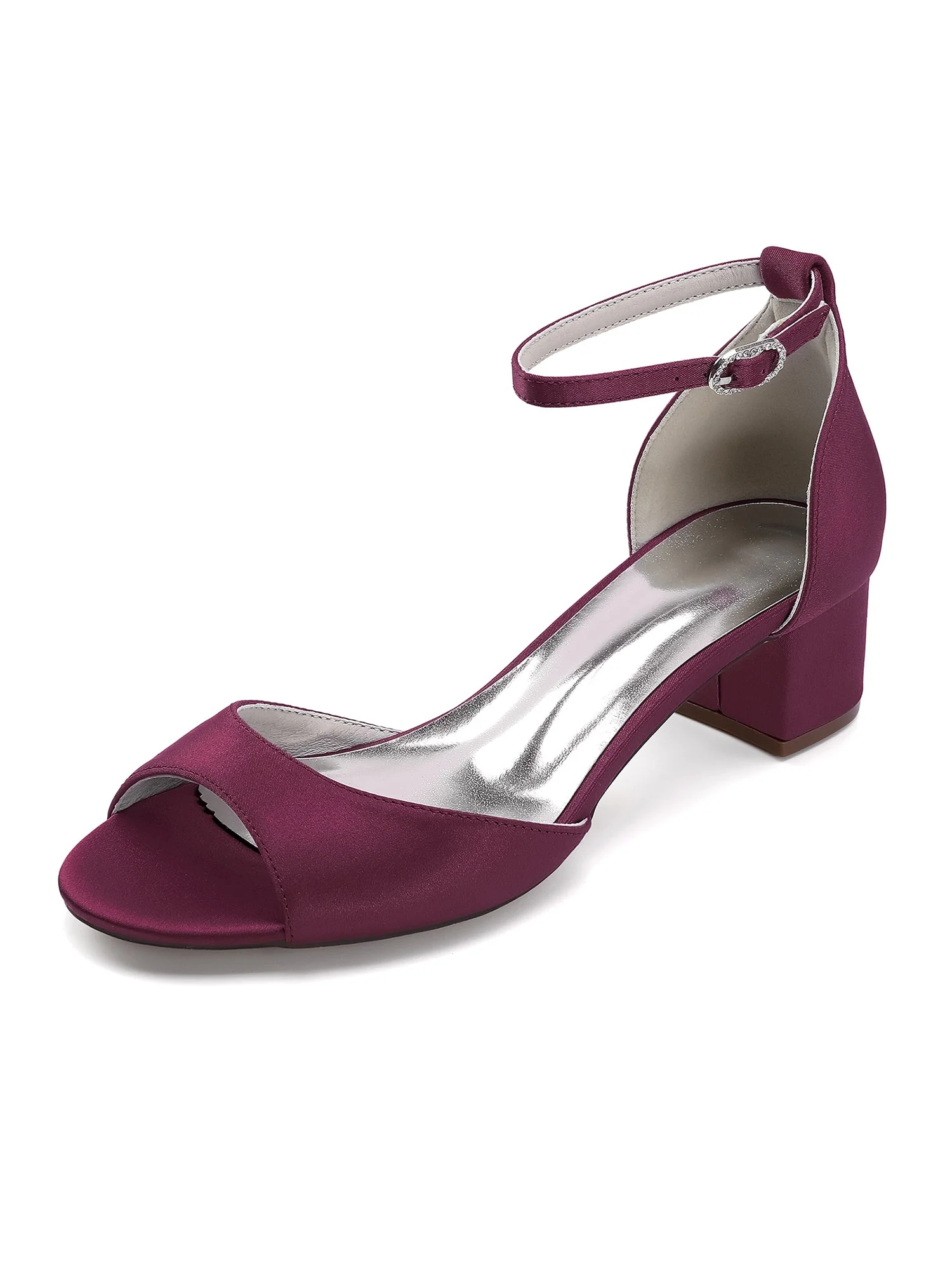 Klassische Satin-Sandalen mit Blockabsatz und Knöchelriemen - Image 2