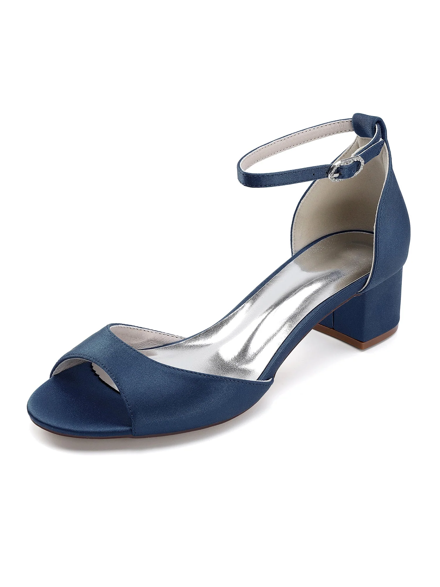 Klassische Satin-Sandalen mit Blockabsatz und Knöchelriemen - Image 5