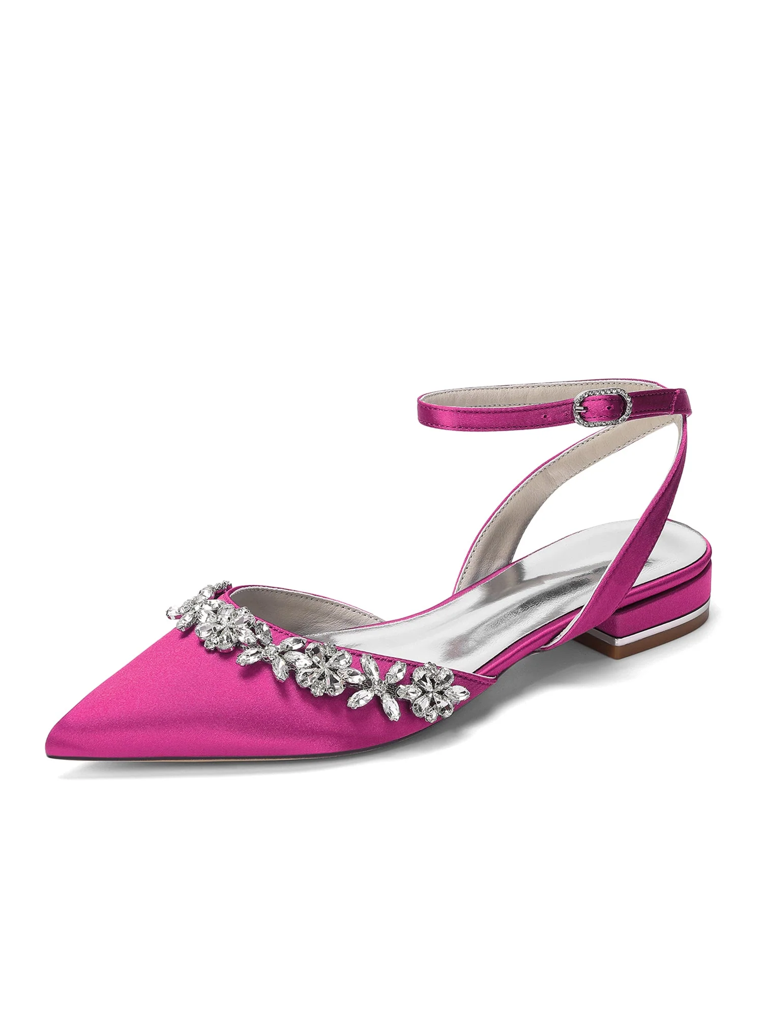 Satin-Blockabsatz Niedrig mit Kristallblume - Image 7