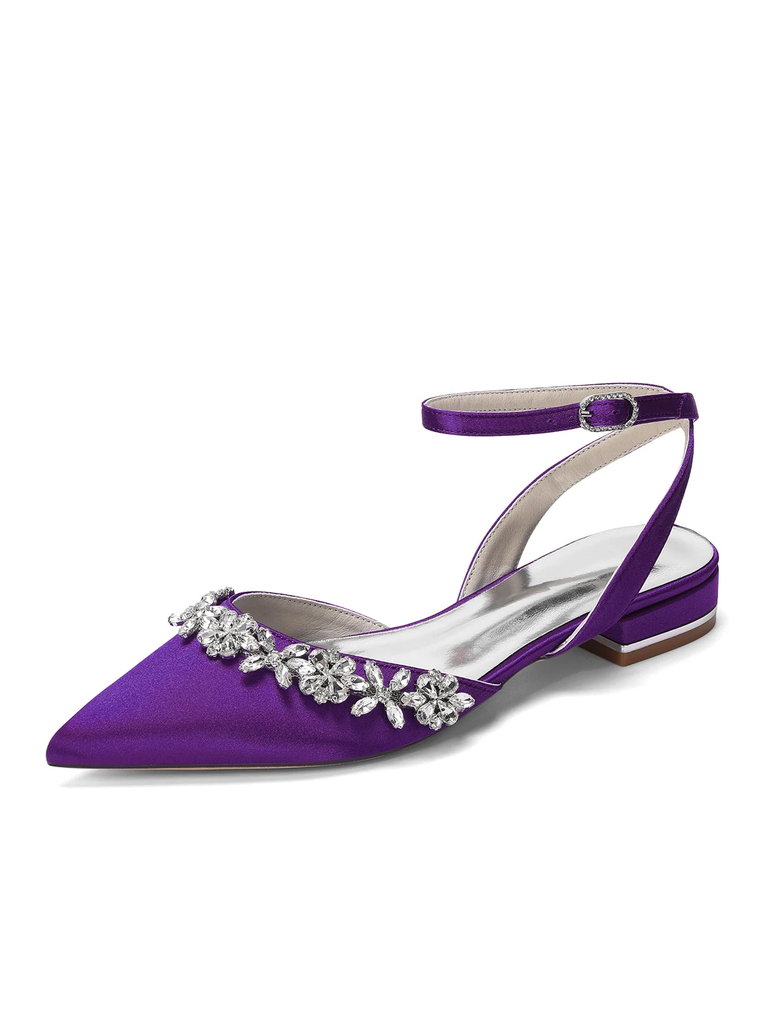 Satin-Blockabsatz Niedrig mit Kristallblume - Image 8