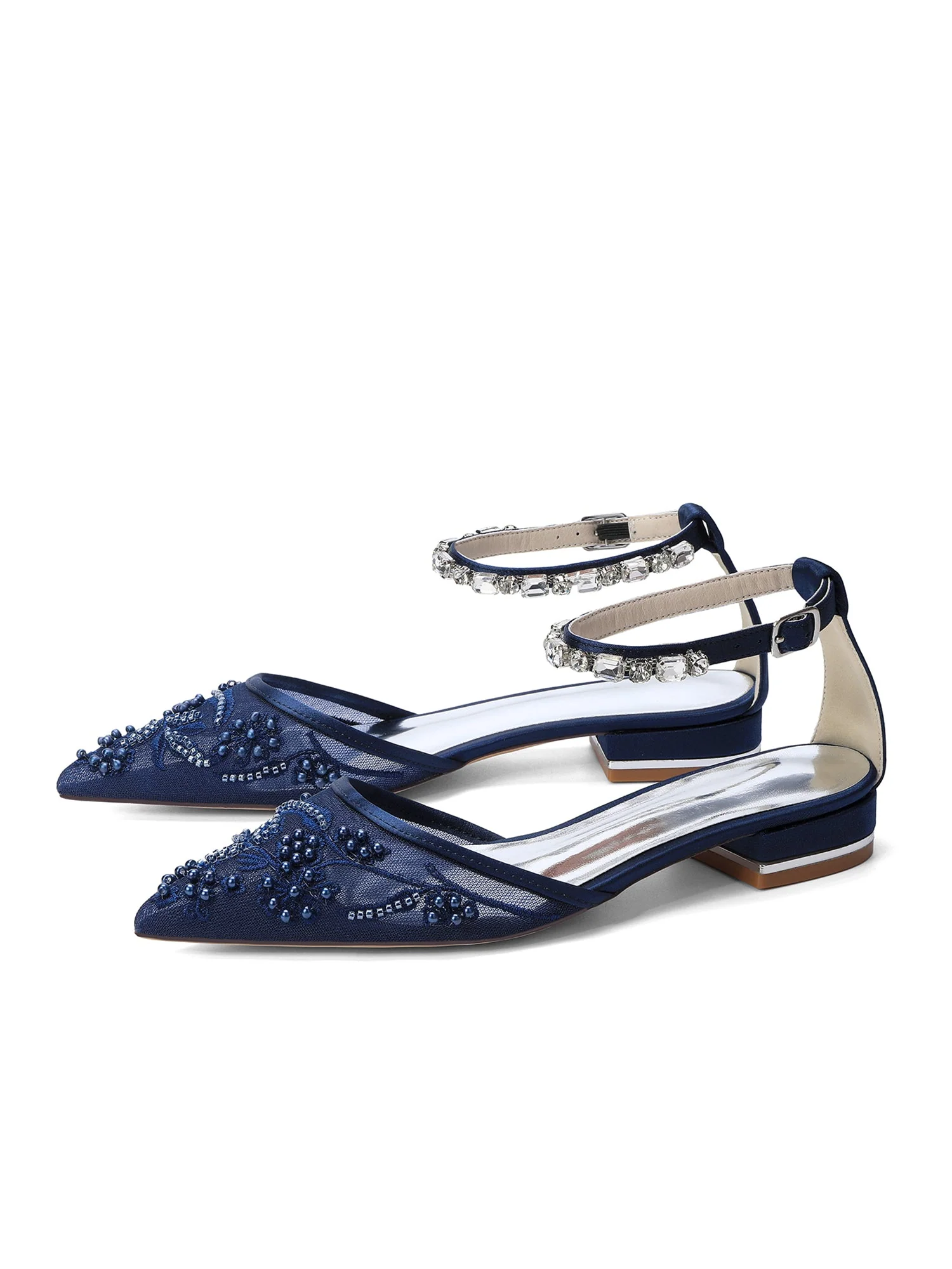 Mesh-Flats mit Strass-Knöchelriemen und Blumenperlen - Image 3