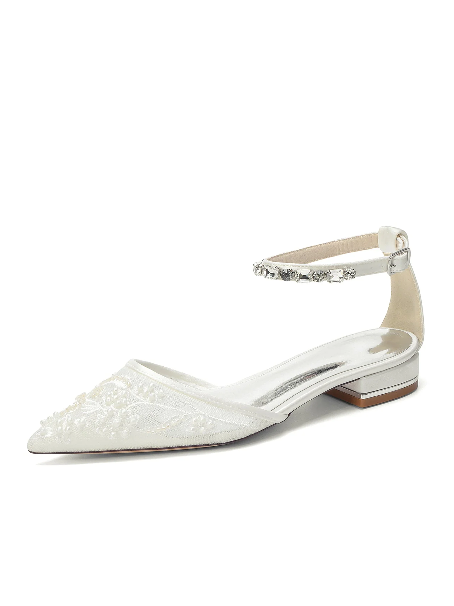 Mesh-Flats mit Strass-Knöchelriemen und Blumenperlen - Image 4