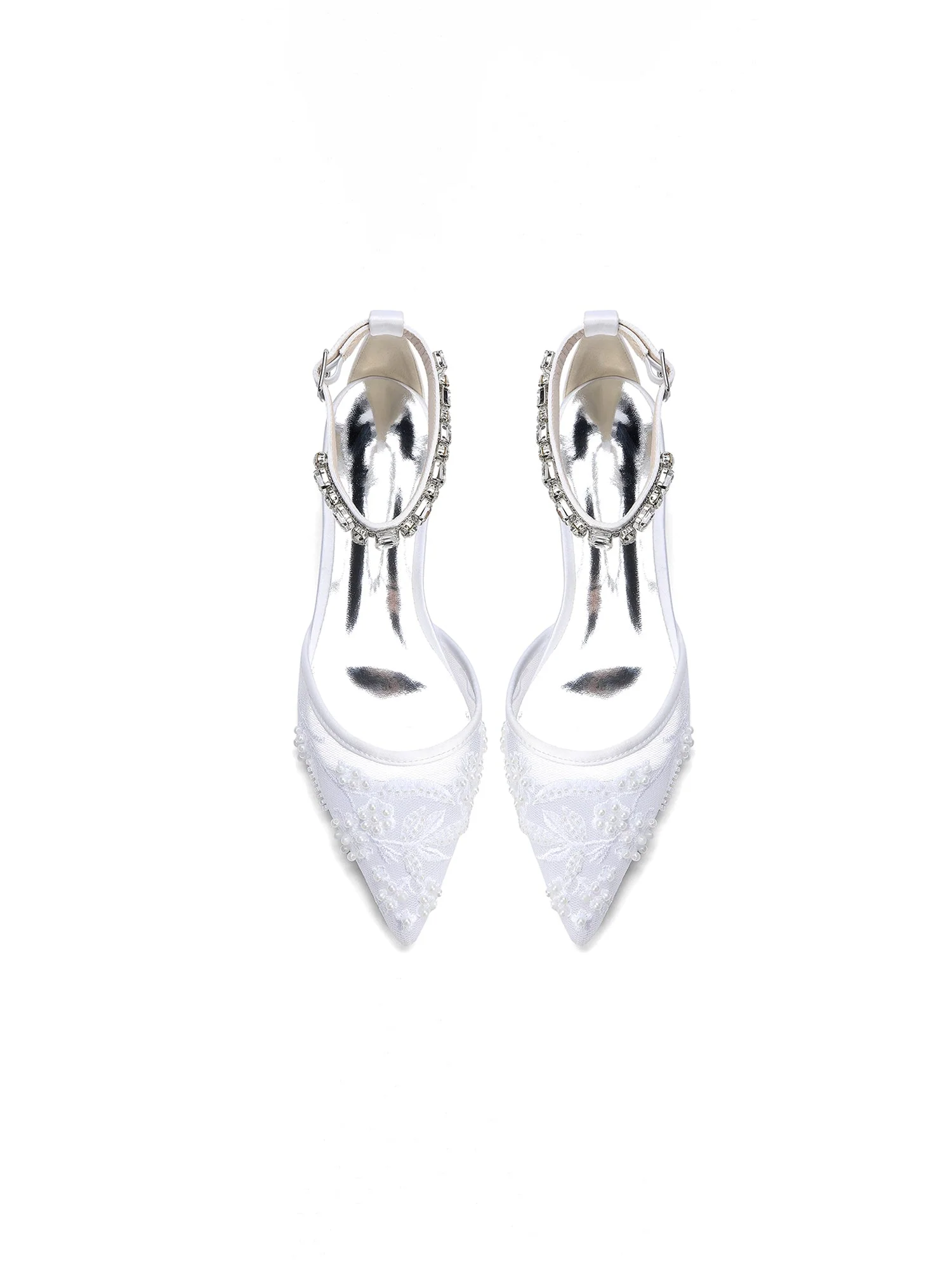 Mesh-Flats mit Strass-Knöchelriemen und Blumenperlen - Image 8