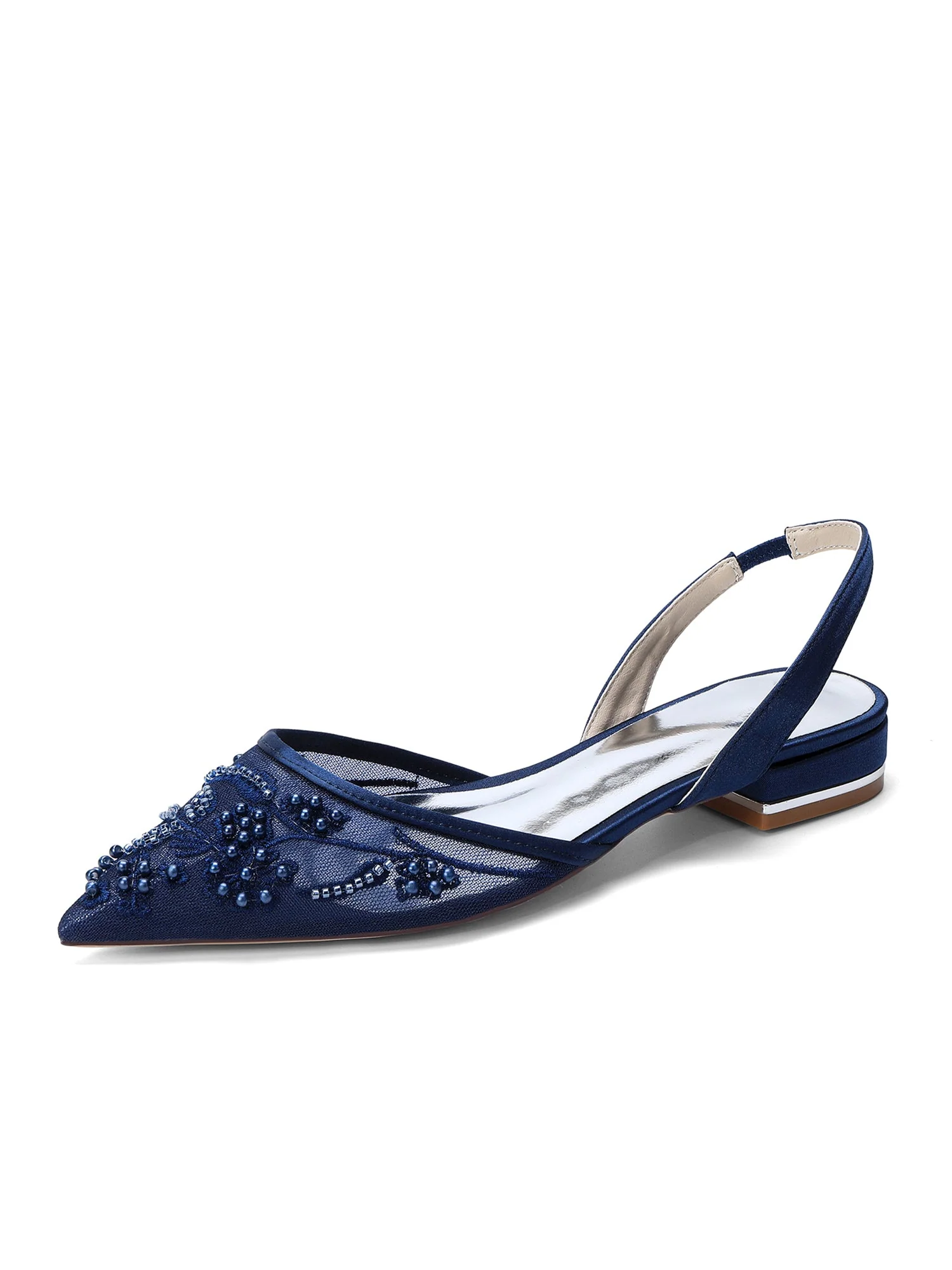 Slingback-Flats aus Mesh mit Perlenstickerei - Image 3