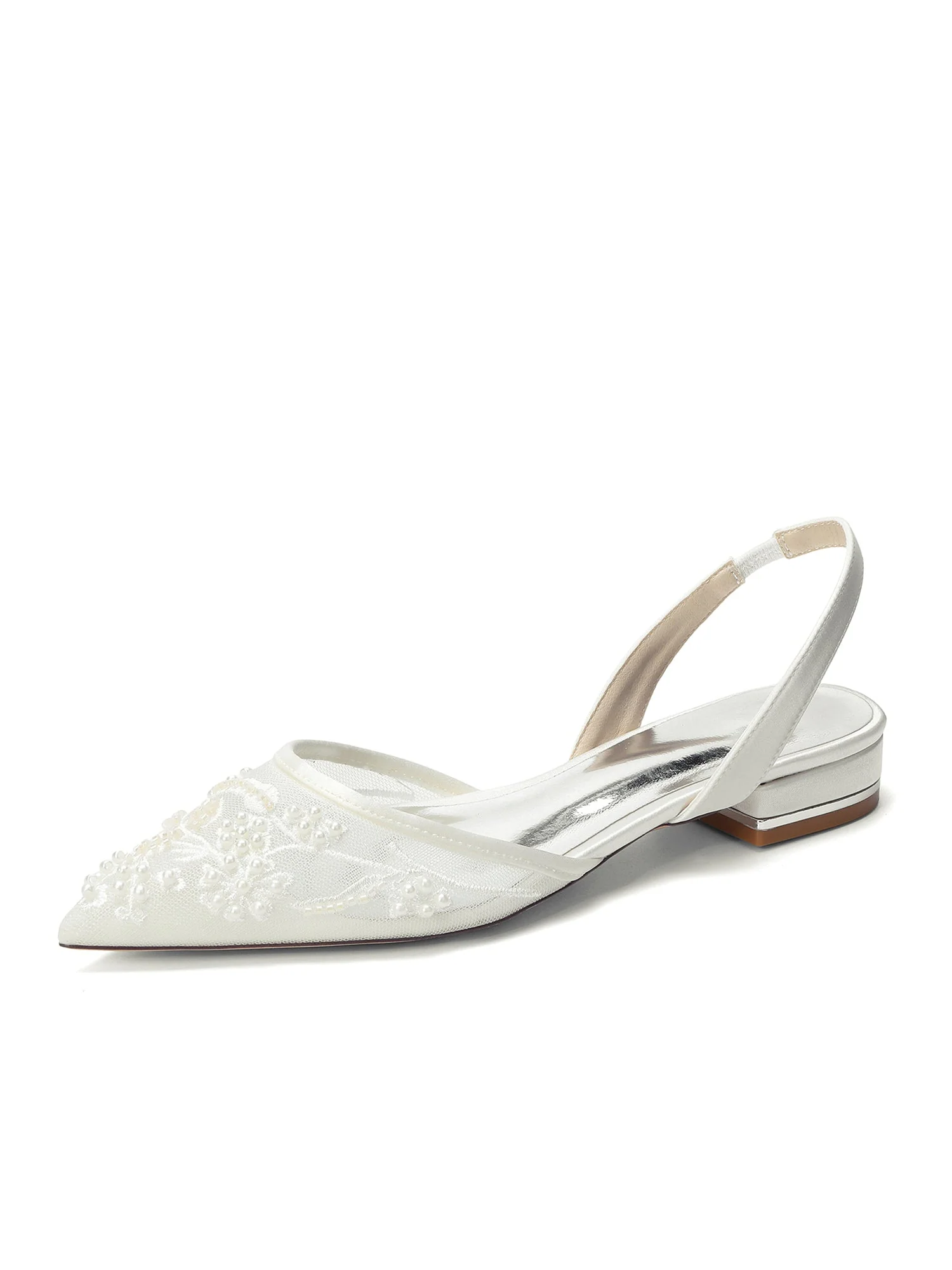 Slingback-Flats aus Mesh mit Perlenstickerei - Image 4
