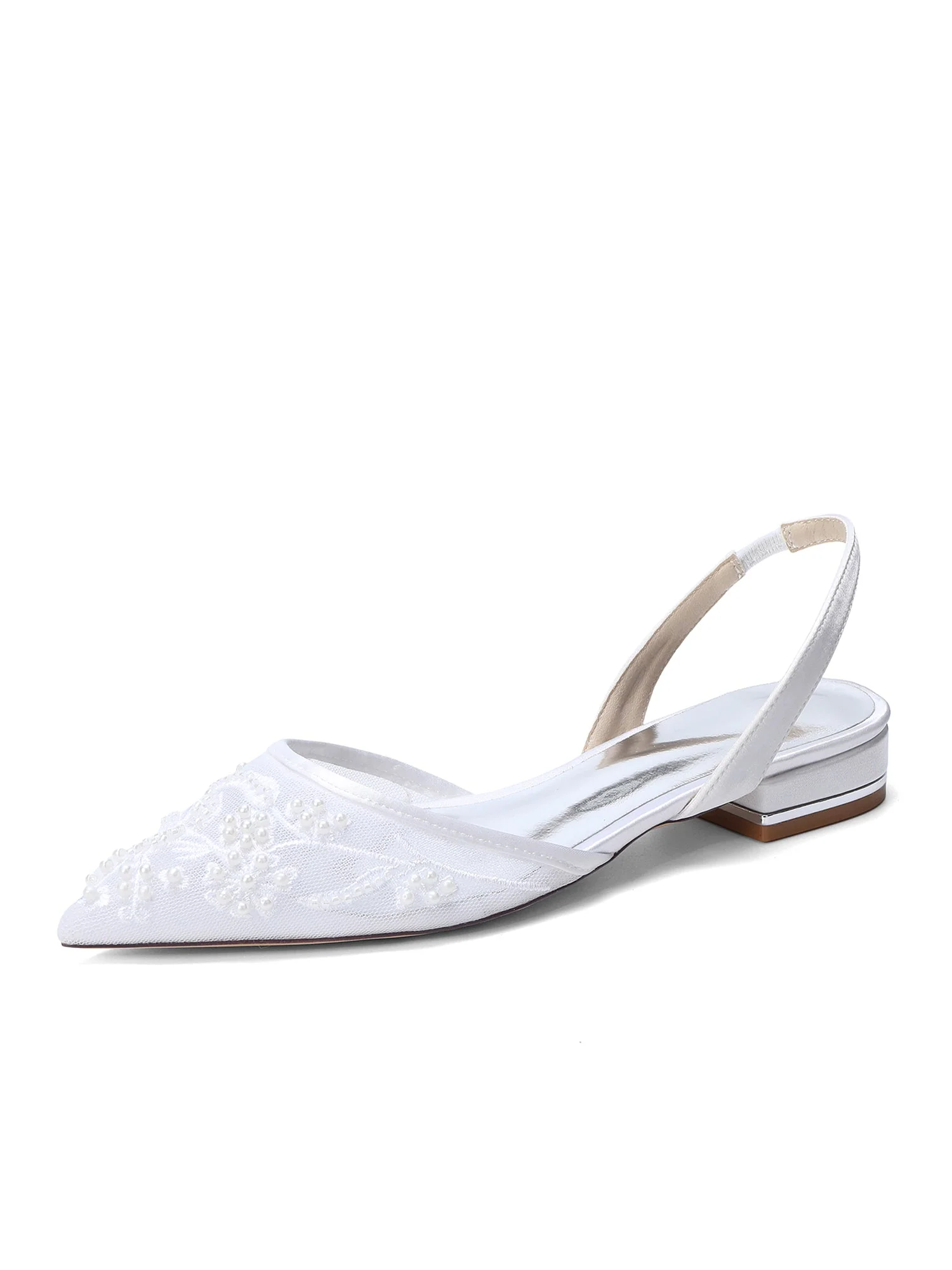 Slingback-Flats aus Mesh mit Perlenstickerei - Image 5