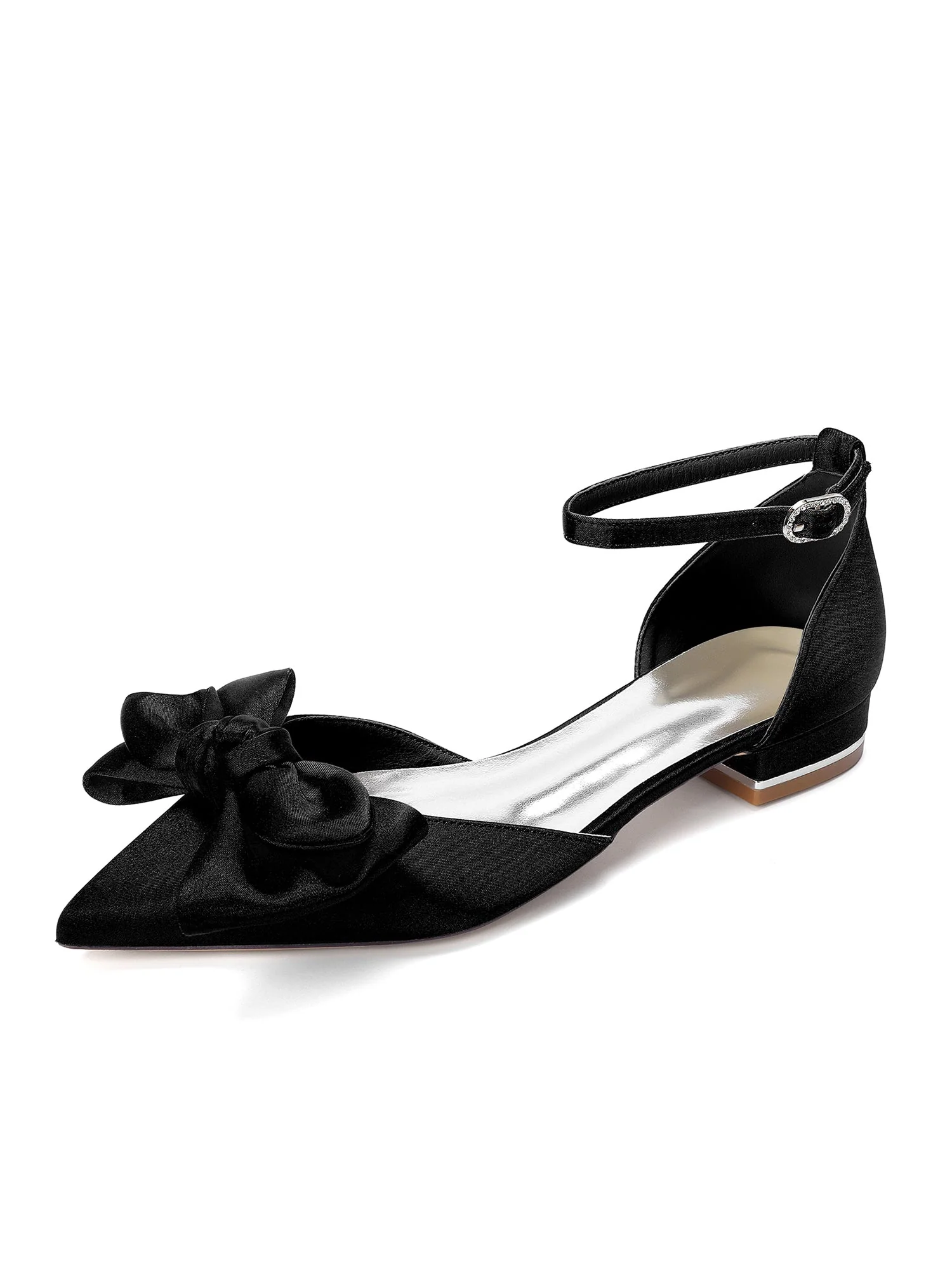 Satin Pumps mit Niedrigem Blockabsatz und Schleife